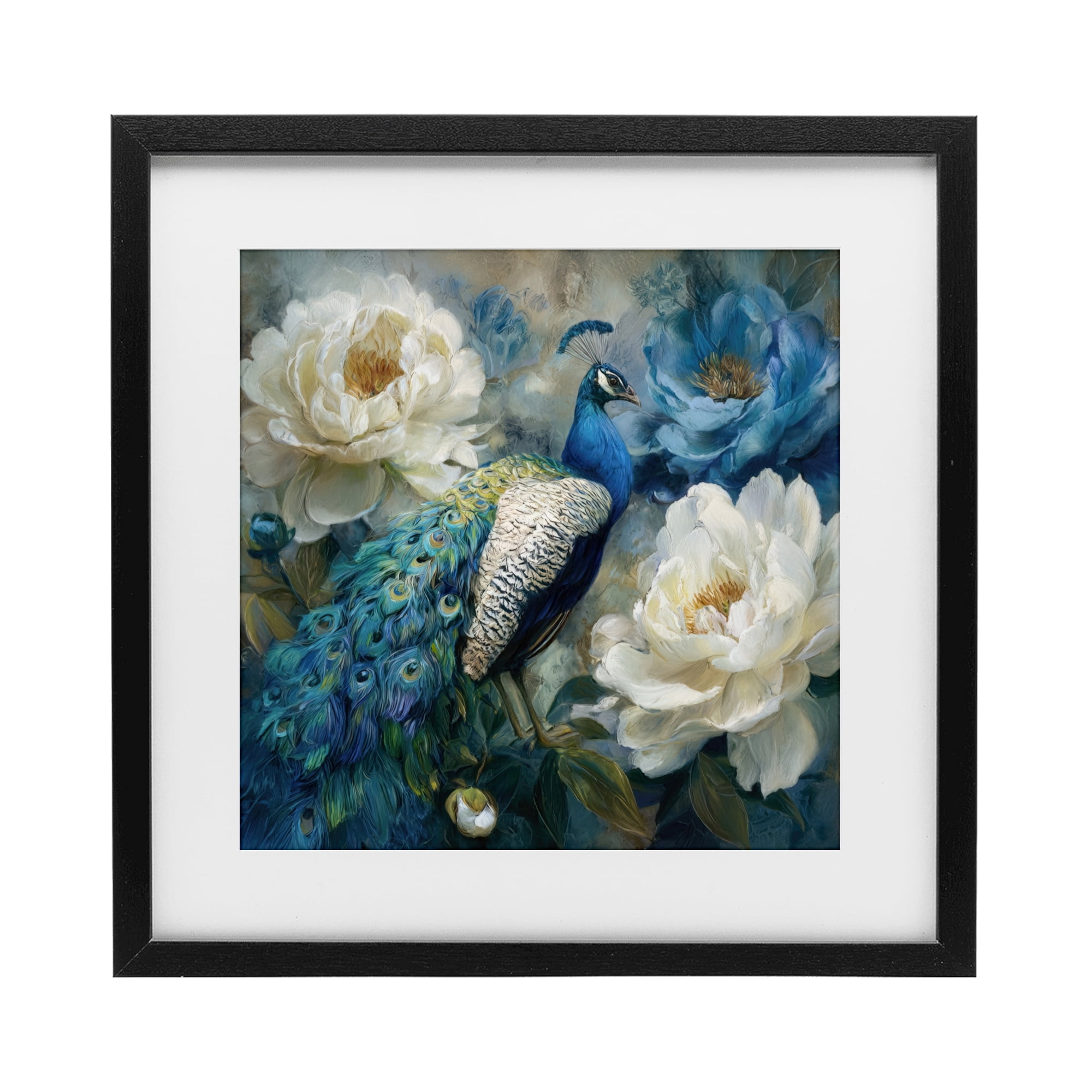 Stupell Industries Pretty Peony Peacock Black Framed Print Under Glass, design by Tina LeCour