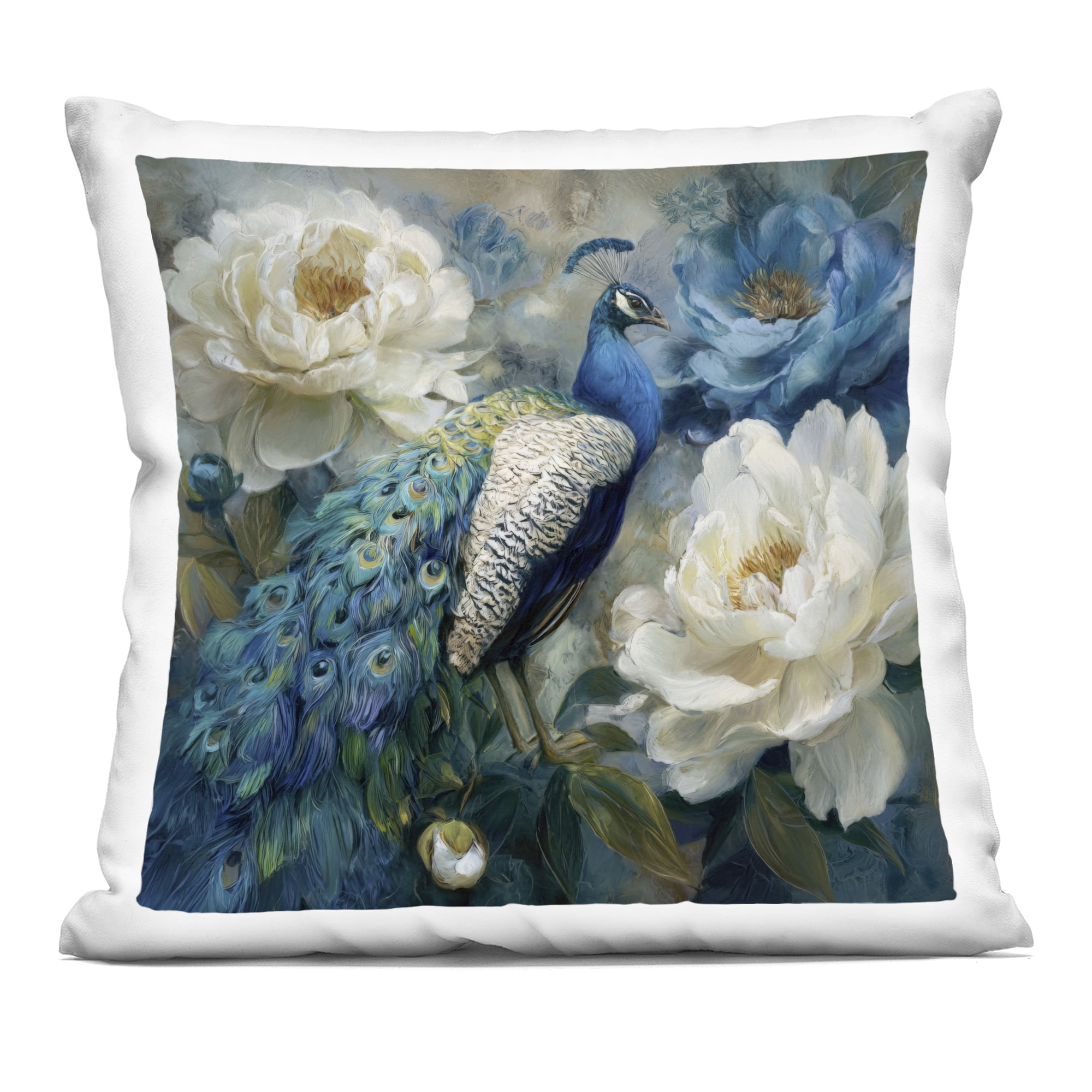Stupell Industries Pretty Peony Peacock Decorative Printed Throw Pillow, design by Tina LeCour