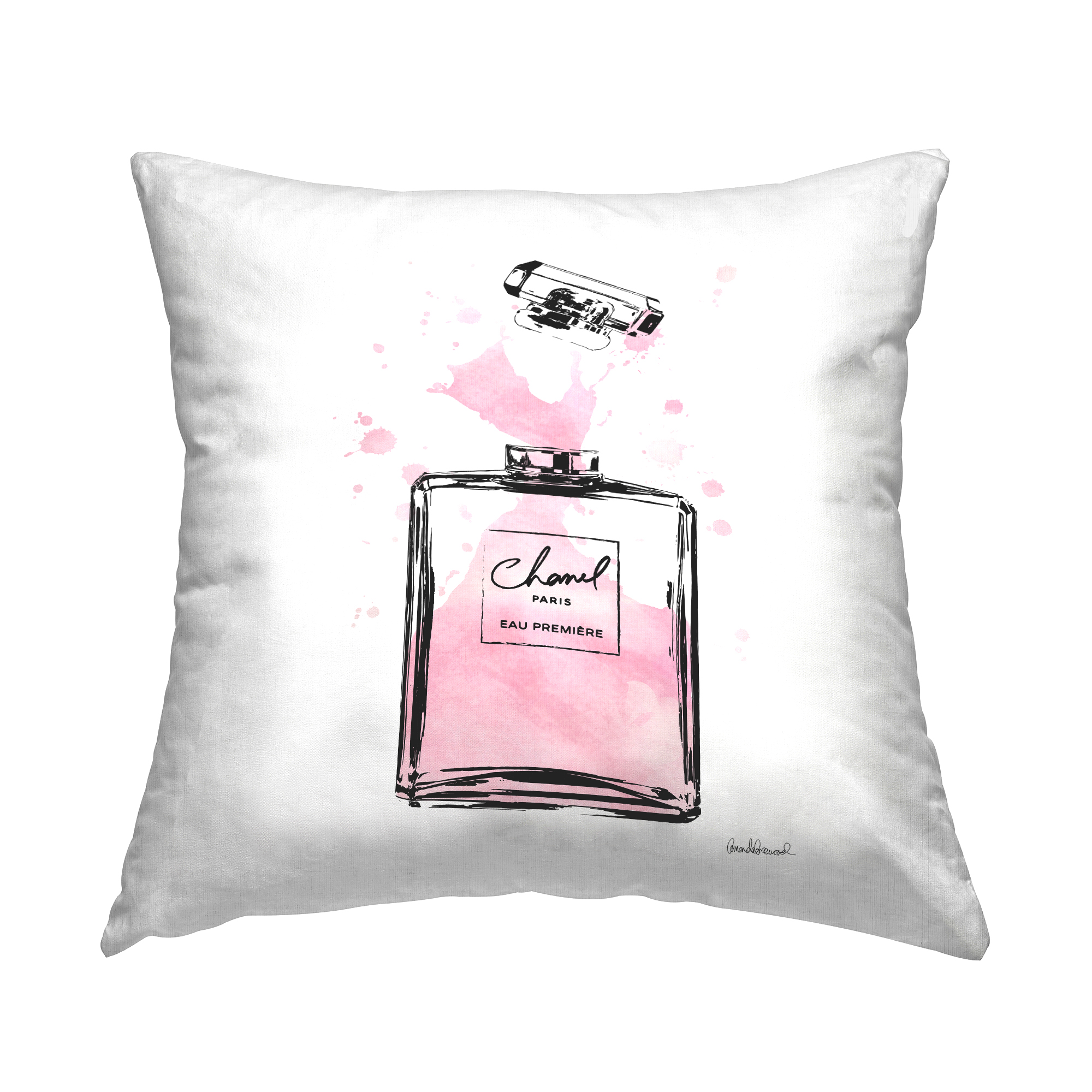Stupell Industries Pretty Watercolor Perfume Bottle Splash Glam Pink,18 x 7 x 18 Decorative Pillows