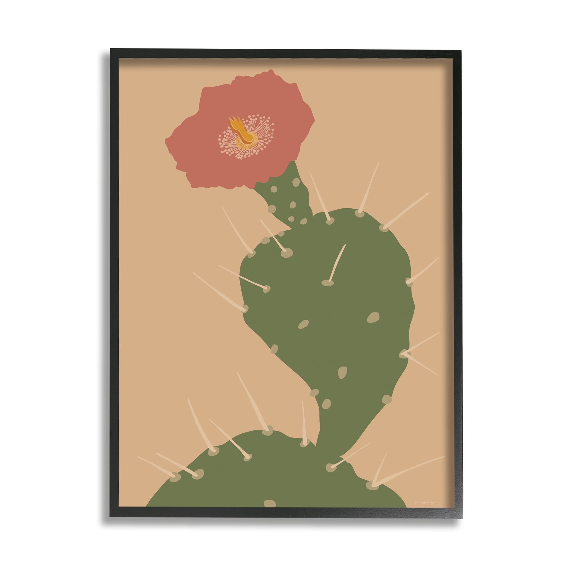 Stupell Industries Prickly Boho Cactus Flower Modern Pictorial Plant Graphic Art Black Framed Art Print Wall Art, Design by Kamdon Kreations