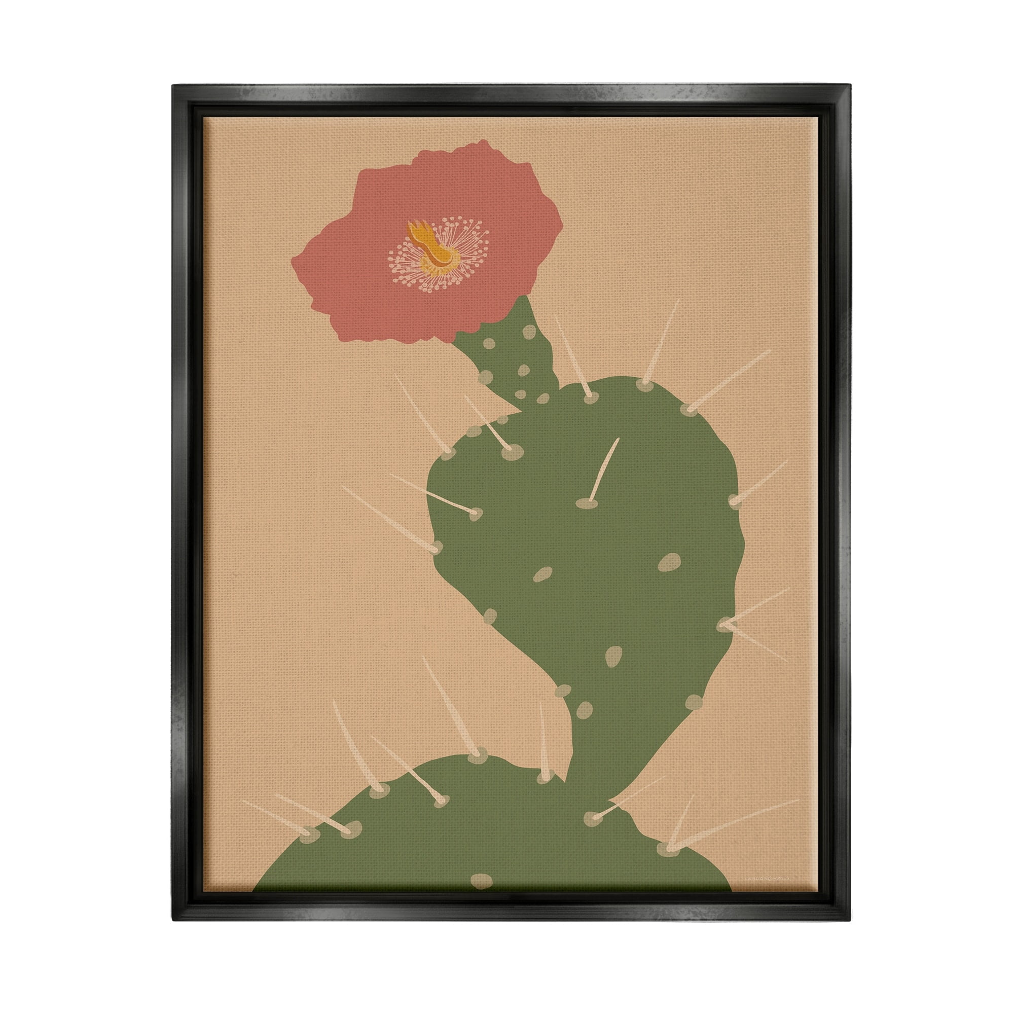 Stupell Industries Prickly Boho Cactus Flower Modern Pictorial Plant Graphic Art Jet Black Floating Framed Canvas Print Wall Art, Design by Kamdon Kreations
