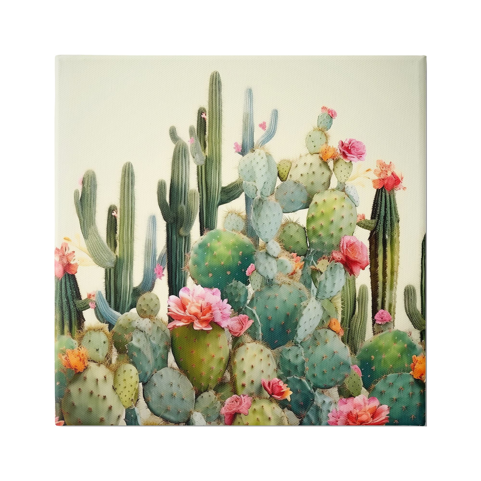 Stupell Industries Prickly Cactus Blooms Botanical & Floral Painting Gallery Wrapped Canvas Art Print Wall Art, 36 x 36