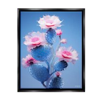 Stupell Industries Prickly Cactus Flowers Botanical & Floral Painting Black Floater Framed Canvas Art Print Wall Art, 17 x 21