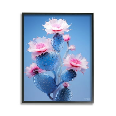 Stupell Industries Prickly Cactus Flowers Botanical & Floral Painting Black Framed Art Print Wall Art, 11 x 14