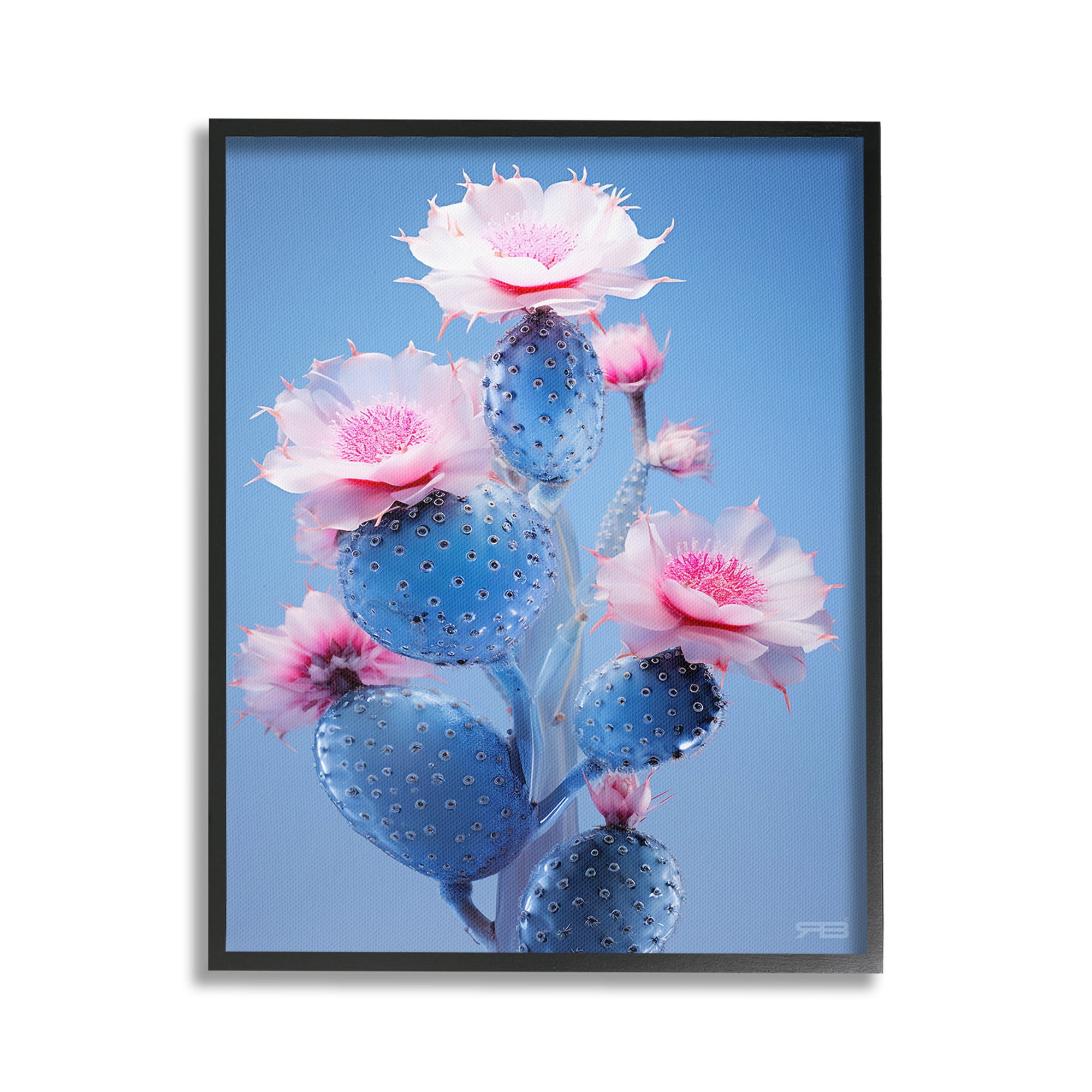 Stupell Industries Prickly Cactus Flowers Botanical & Floral Painting Black Framed Art Print Wall Art, 16 x 20