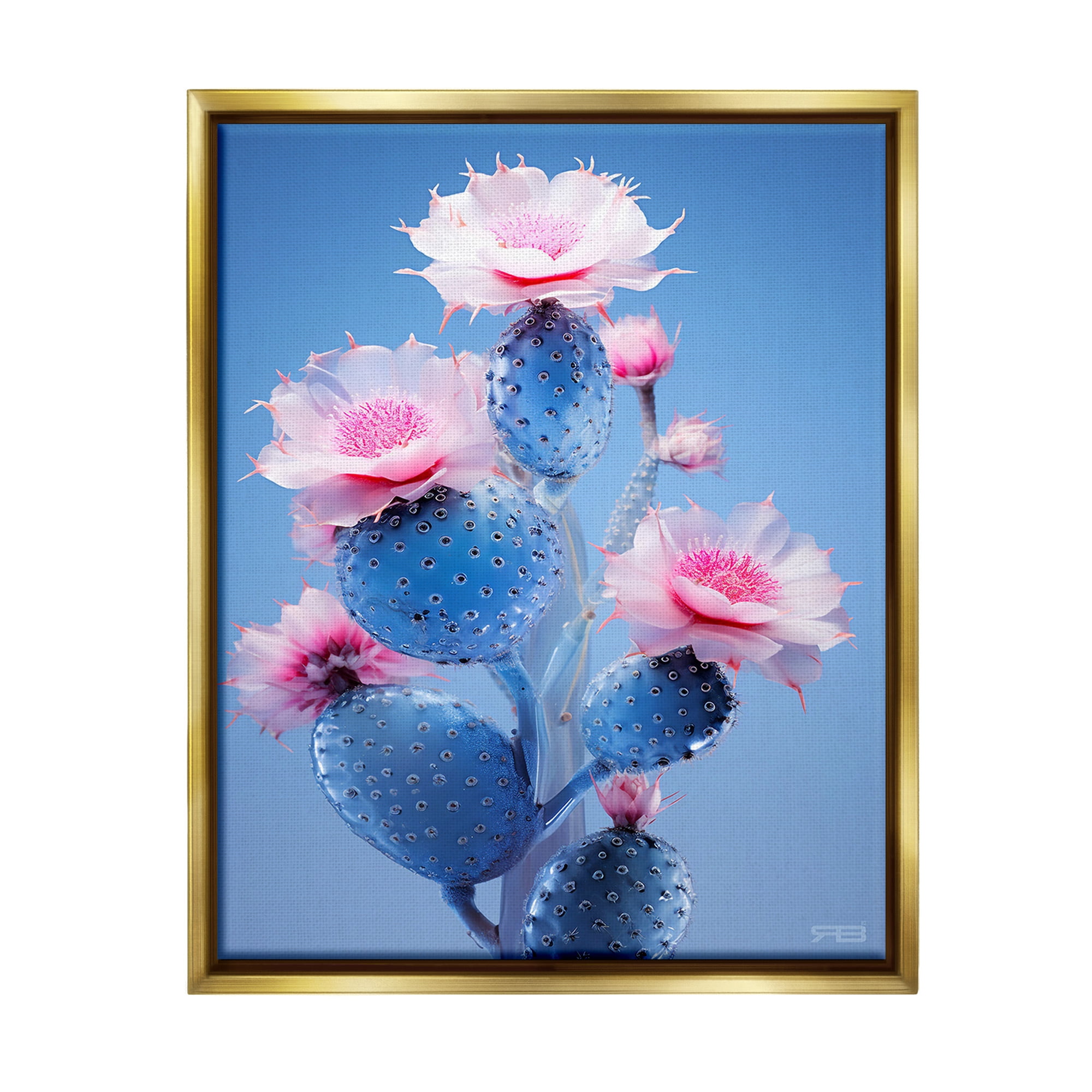 Stupell Industries Prickly Cactus Flowers Botanical & Floral Painting Gold Floater Framed Canvas Art Print Wall Art, 25 x 31