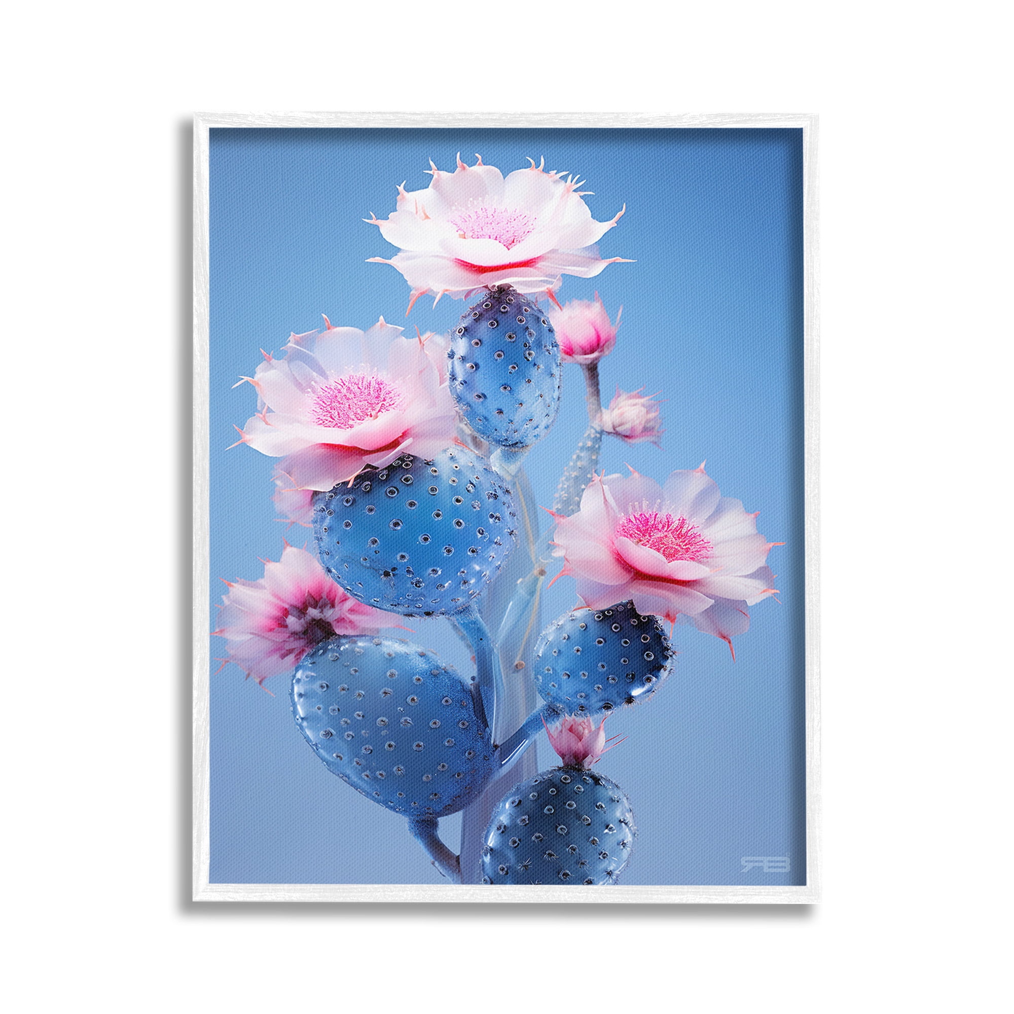 Stupell Industries Prickly Cactus Flowers Botanical & Floral Painting White Framed Art Print Wall Art, 16 x 20