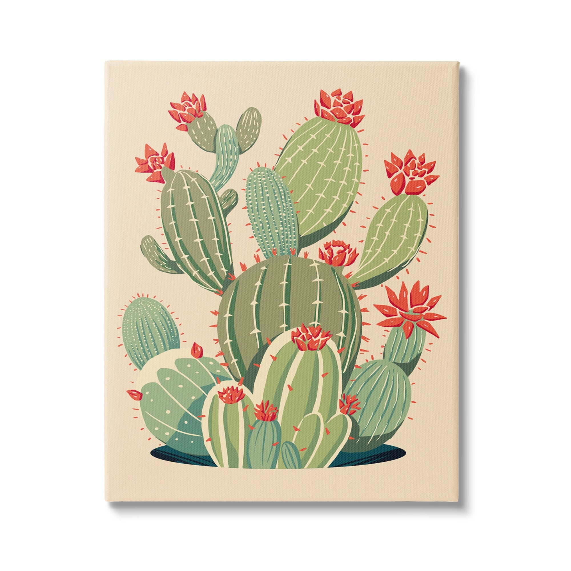 Prickly Pear Cactus Botanical Canvas Wall Art, 16 x 20