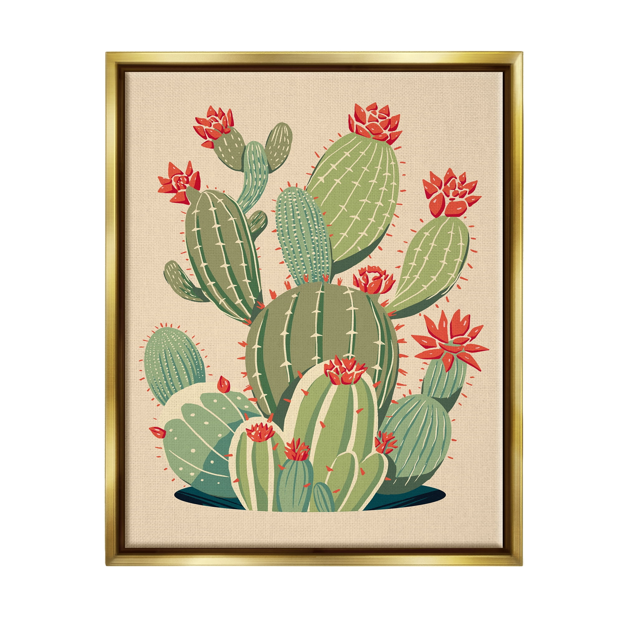 Stupell Industries Prickly Pear Cactus Botanicals Botanical & Floral Painting Gold Floater Framed Art Print Wall Art