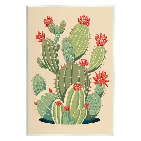 Stupell Industries Prickly Pear Cactus Botanicals Botanical & Floral Painting Unframed Art Print Wall Art