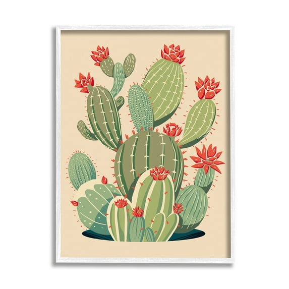Stupell Industries Prickly Pear Cactus Botanicals Botanical & Floral Painting White Framed Art Print Wall Art