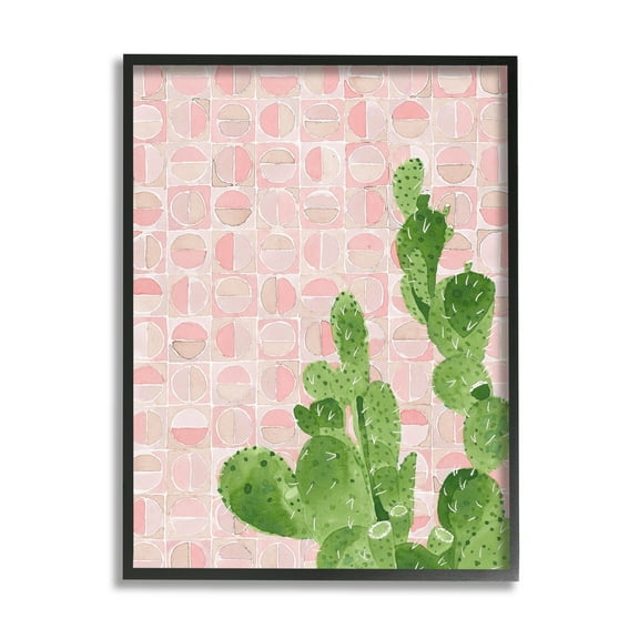 Stupell Industries Prickly Pear Cactus Plant Pink Abstract Geometric Pattern, 11 x 14, Design by Jen Bucheli
