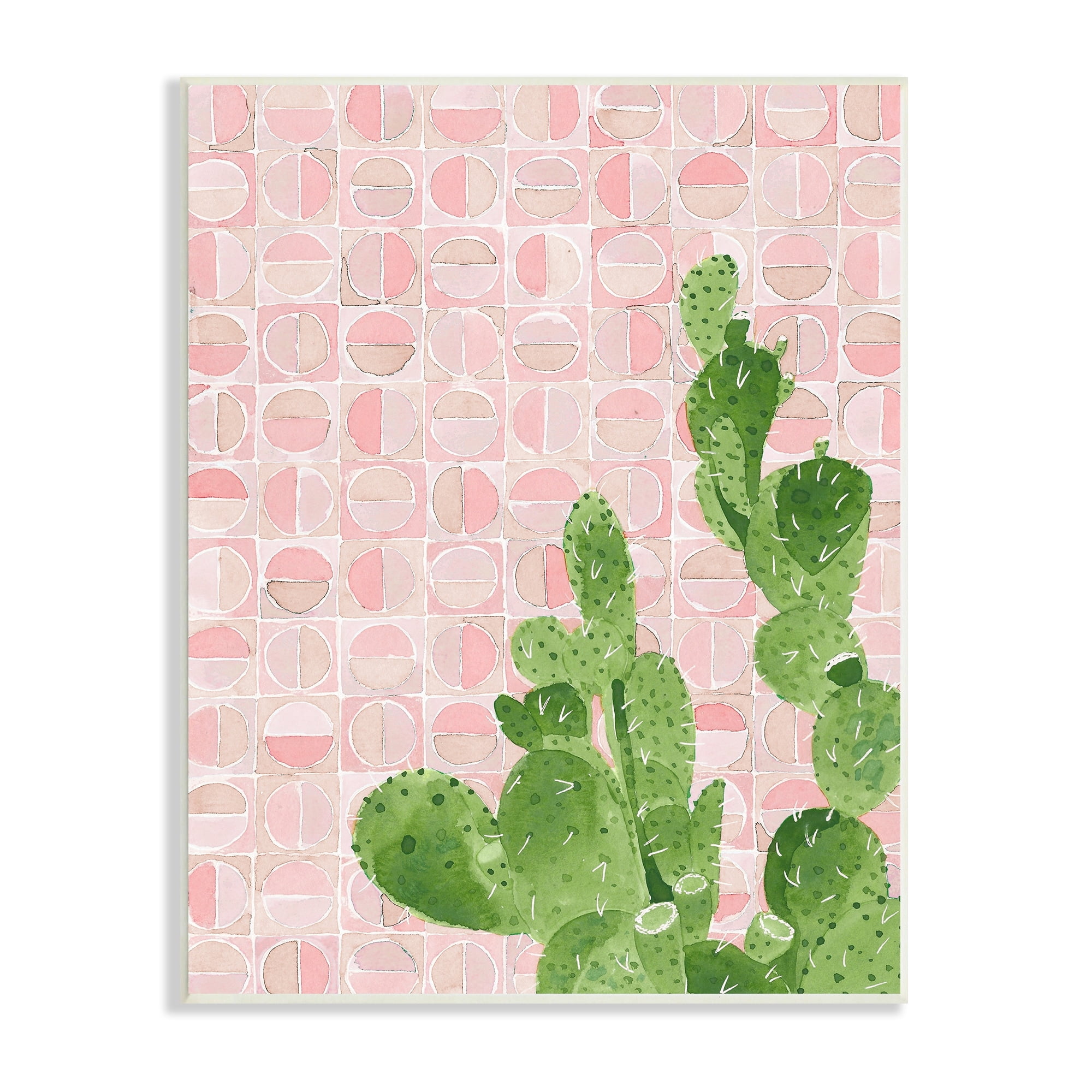 Stupell Industries Prickly Pear Cactus Plant Pink Abstract Geometric Pattern, 13 x 19, Design by Jen Bucheli