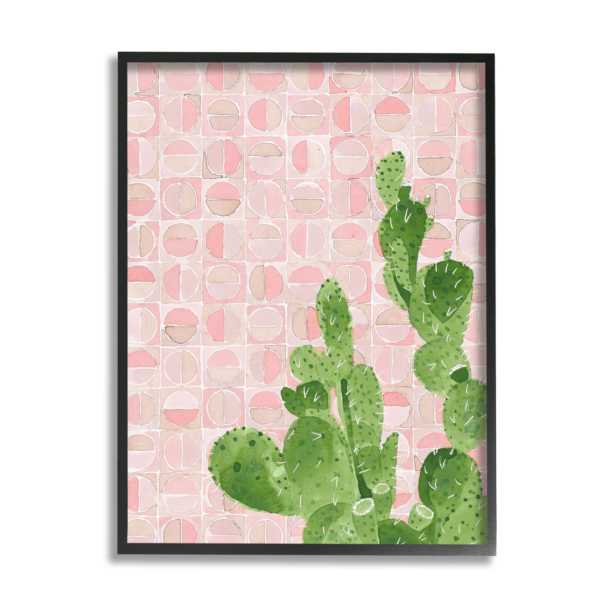 Stupell Industries Prickly Pear Cactus Plant Pink Abstract Geometric Pattern, 16 x 20, Design by Jen Bucheli