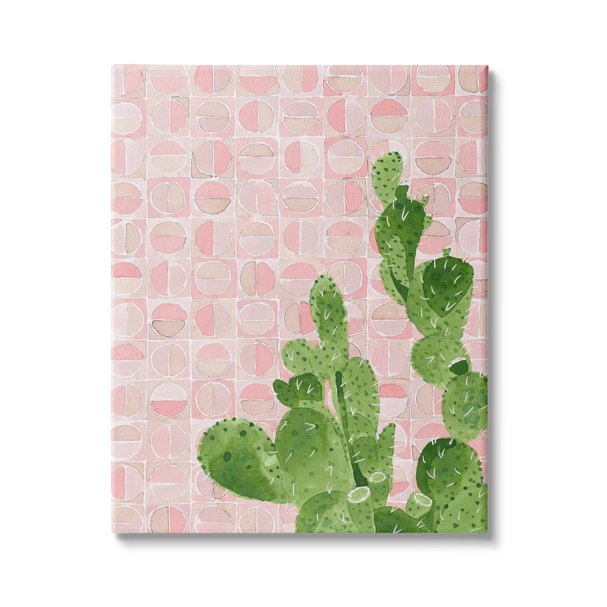 Stupell Industries Prickly Pear Cactus Plant Pink Abstract Geometric Pattern, 36 x 48, Design by Jen Bucheli