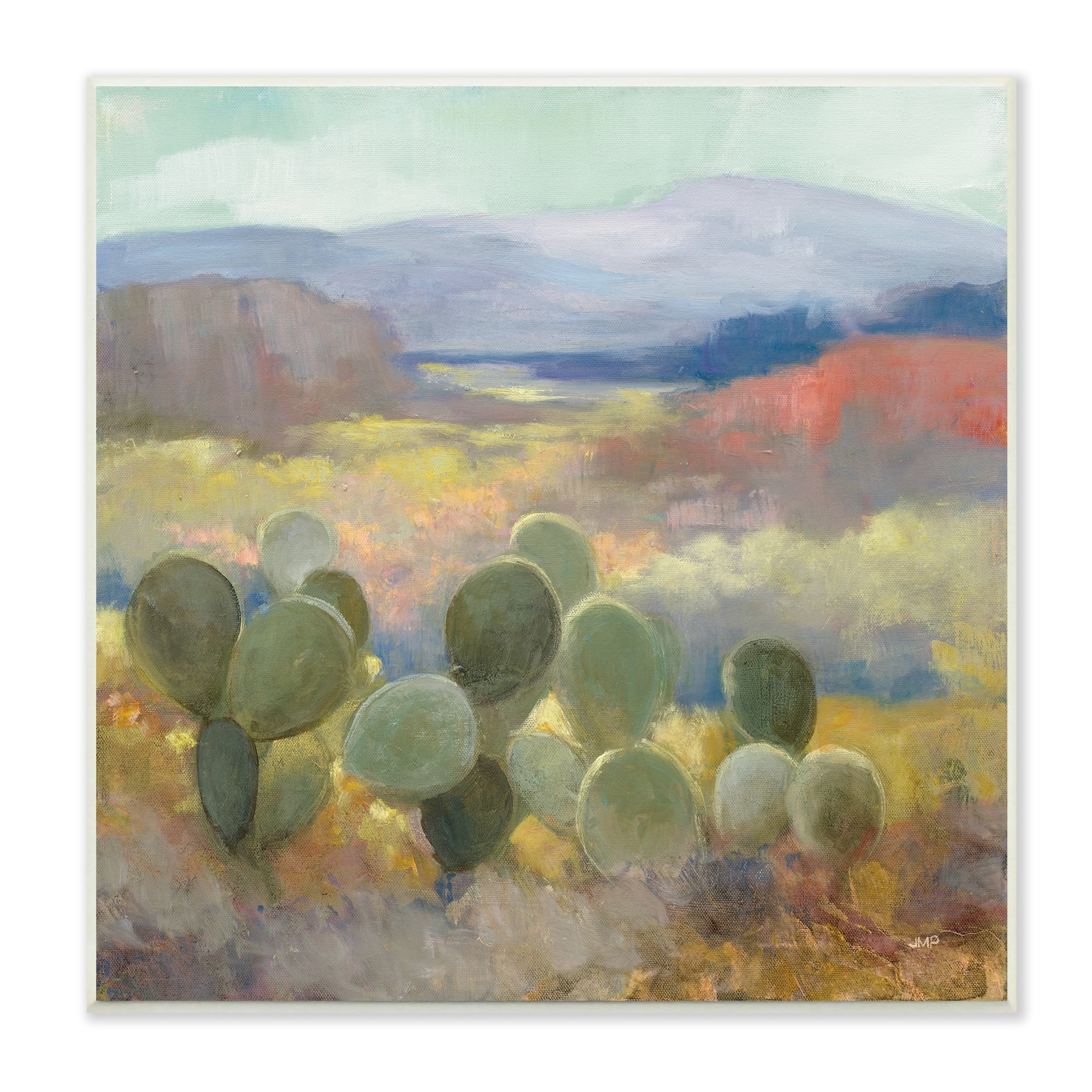 Stupell Industries Prickly Pear Cactus Plant Soft Desert Canyon Landscape, 12 x 12,Design by Julia Purinton