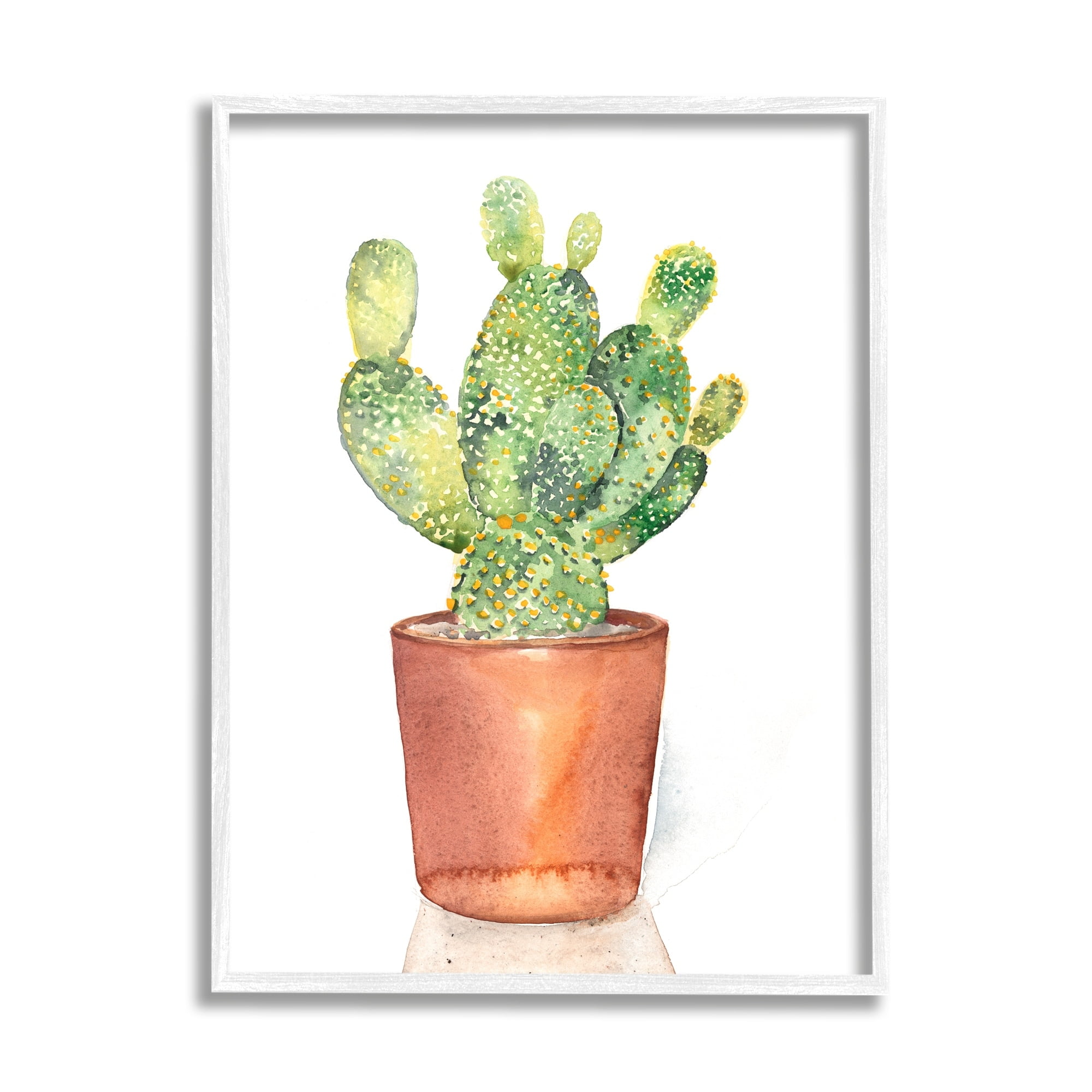 Stupell Industries Prickly Pear Potted Cactus Watercolor Still Life Painting, 11 x 14,Design by Jennifer Paxton Parker
