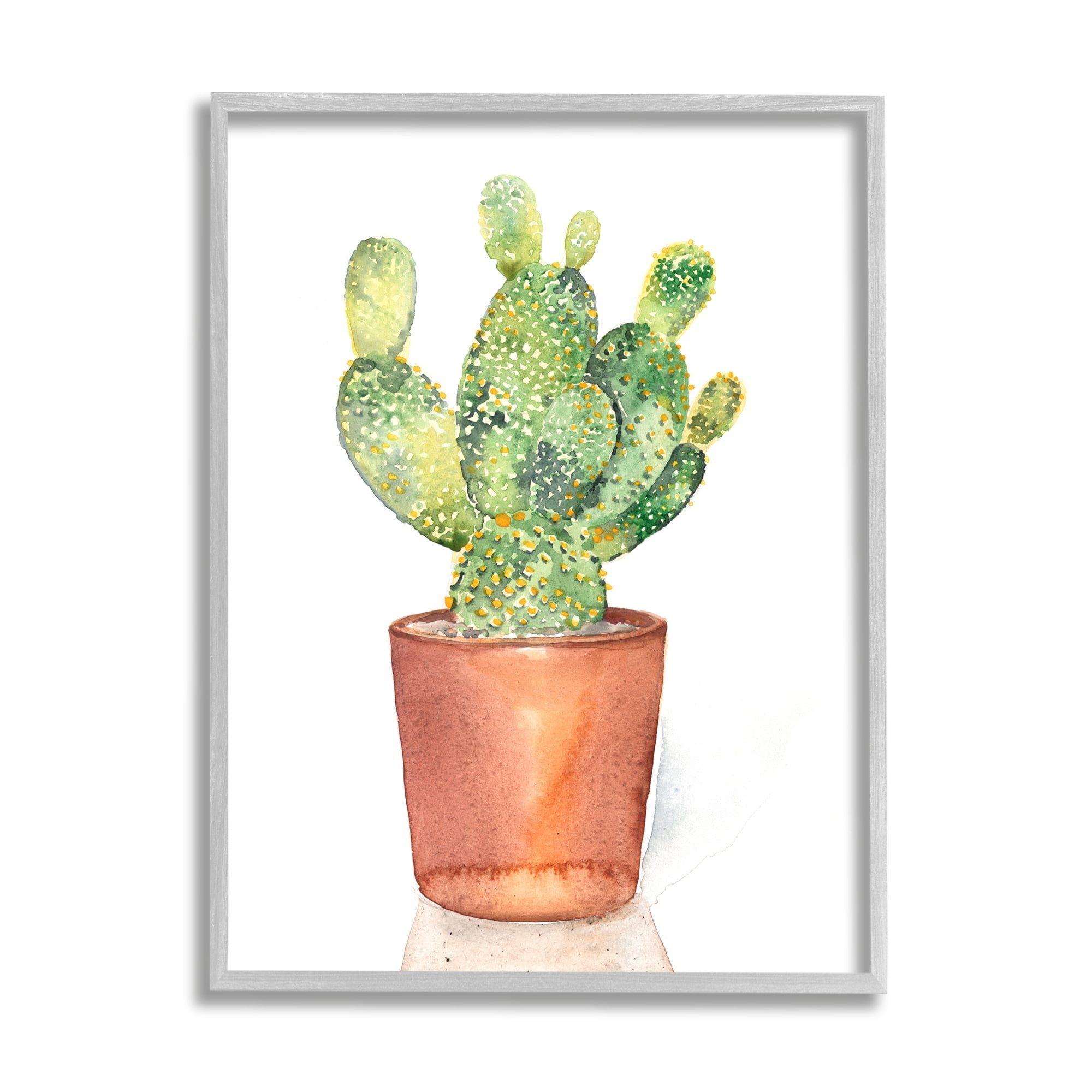 Stupell Industries Prickly Pear Potted Cactus Watercolor Still Life Painting, 11 x 14,Design by Jennifer Paxton Parker