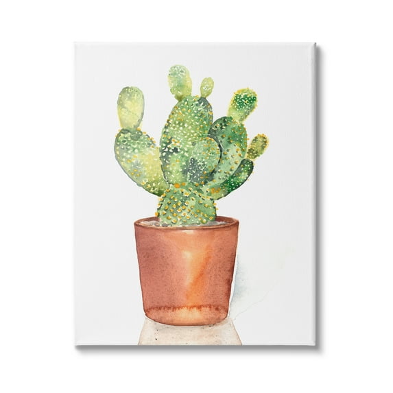 Stupell Industries Prickly Pear Potted Cactus Watercolor Still Life Painting, 16 x 20,Design by Jennifer Paxton Parker