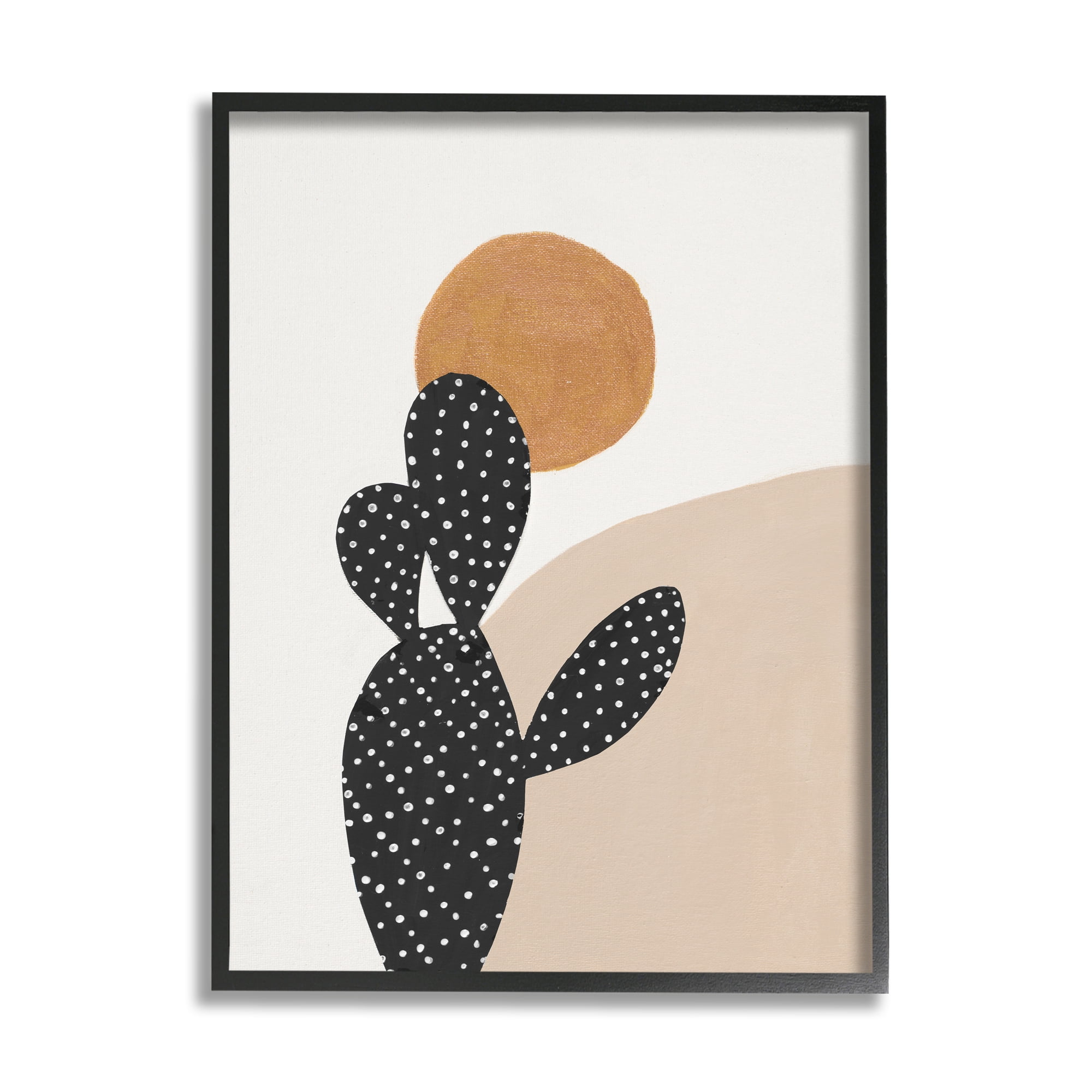 Stupell Industries Prickly Pear Terracotta Abstract Landscape Desert Sun Abstract Painting Black Framed Art Print Wall Art, 16 x 20