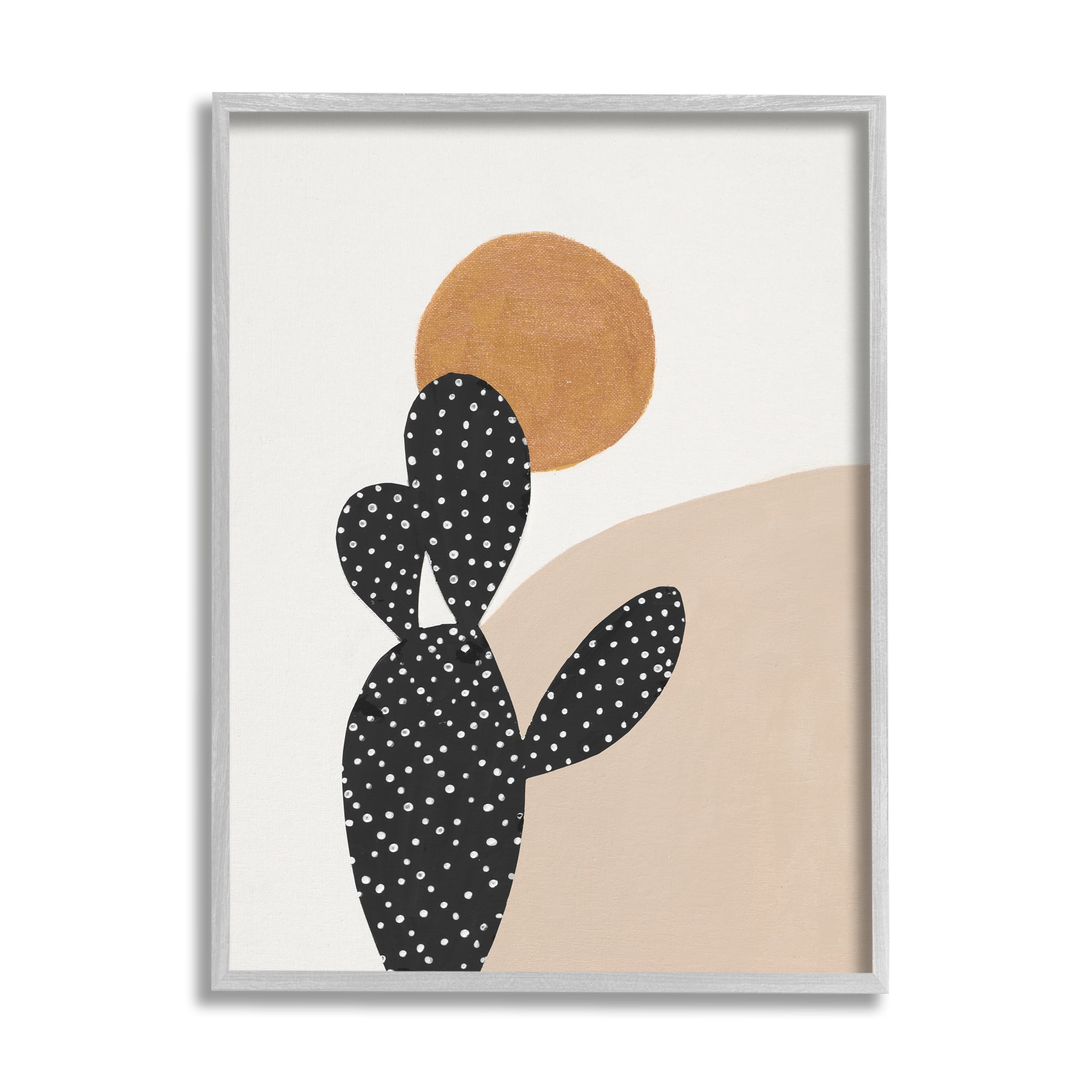 Stupell Industries Prickly Pear Terracotta Abstract Landscape Desert Sun Abstract Painting Gray Framed Art Print Wall Art, 11 x 14