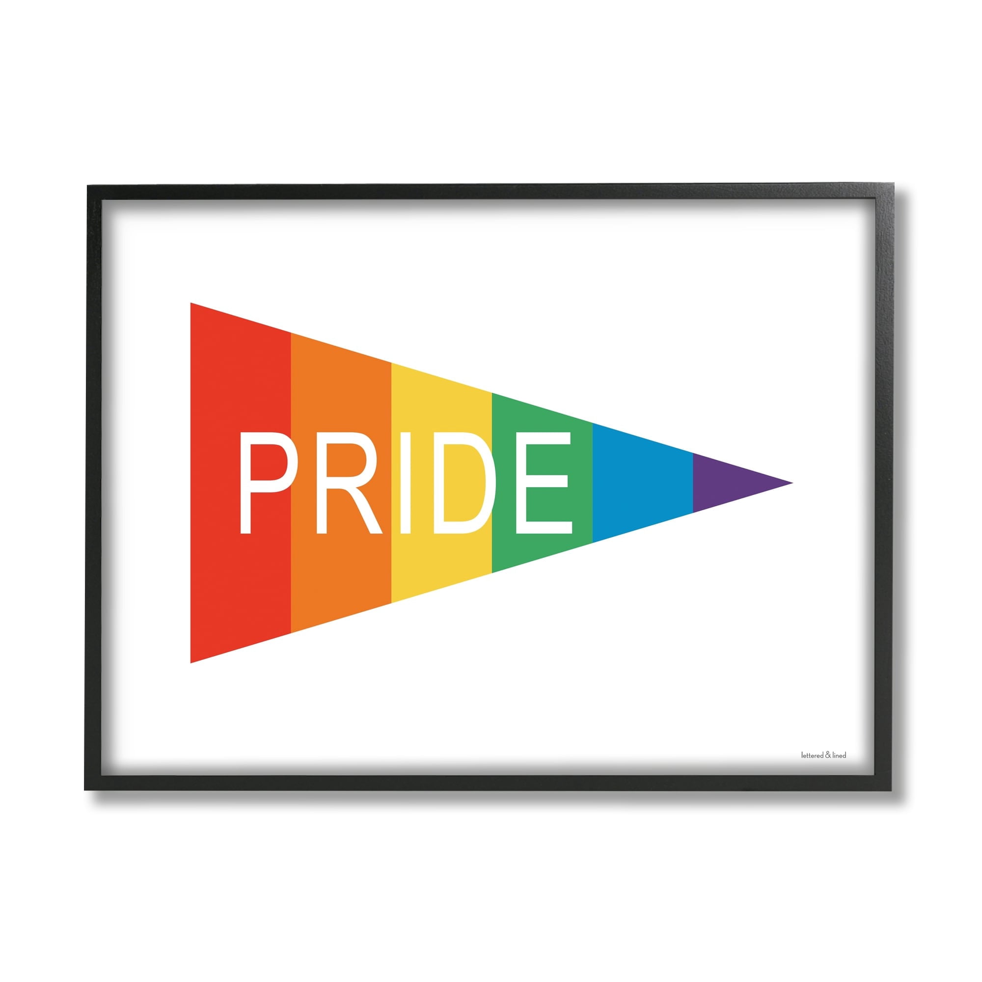 Stupell Industries Pride Phrase Rainbow Stripe Triangular Pennant Flag Shape, 14 x 11, Design by Lettered and Lined