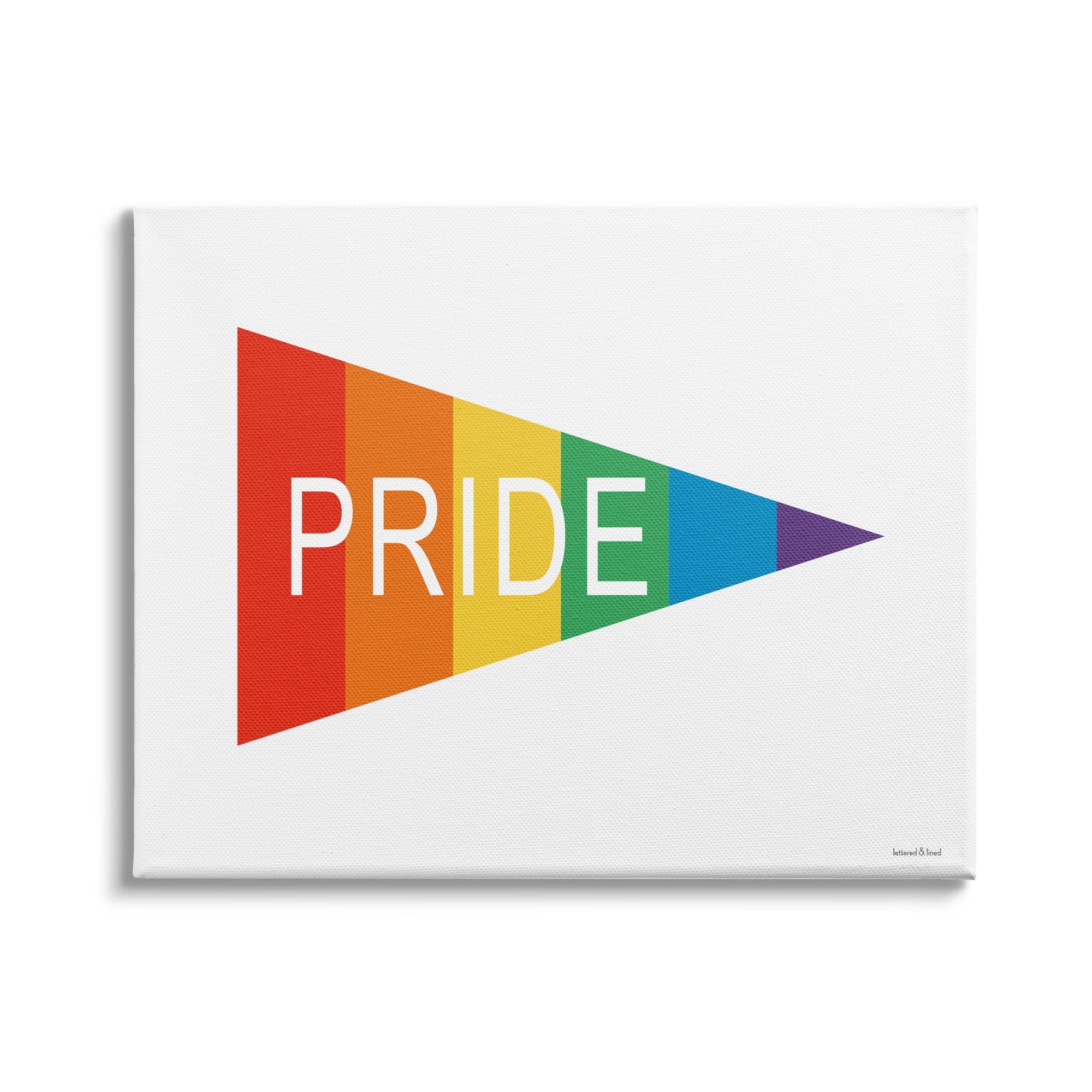 Stupell Industries Pride Phrase Rainbow Stripe Triangular Pennant Flag Shape, 30 x 24, Design by Lettered and Lined
