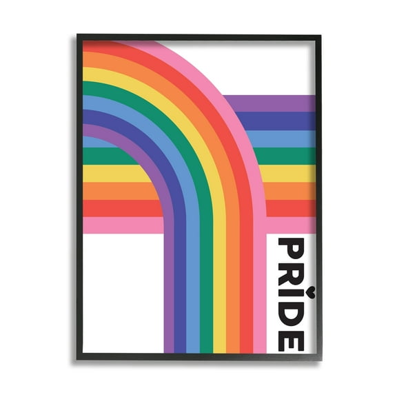 Stupell Industries Pride Rainbow Arch LGBTQ Holiday Painting Black Framed Art Print Wall Art