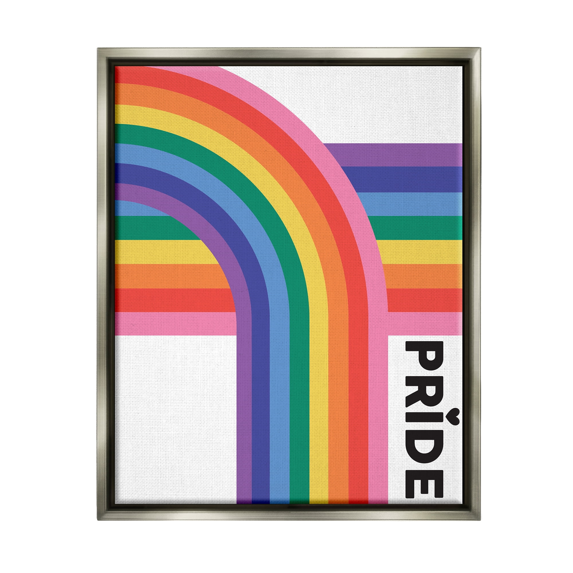 Stupell Industries Pride Rainbow Arch LGBTQ Holiday Painting Gray Floater Framed Art Print Wall Art