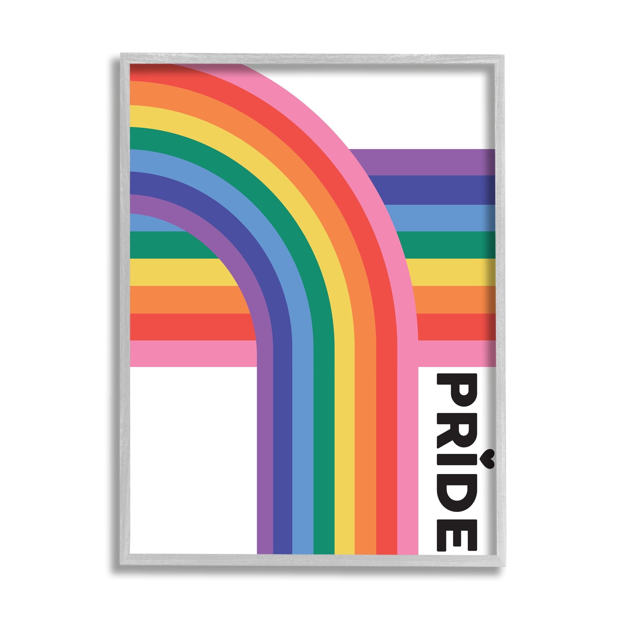 Stupell Industries Pride Rainbow Arch LGBTQ Holiday Painting Gray Framed Art Print Wall Art