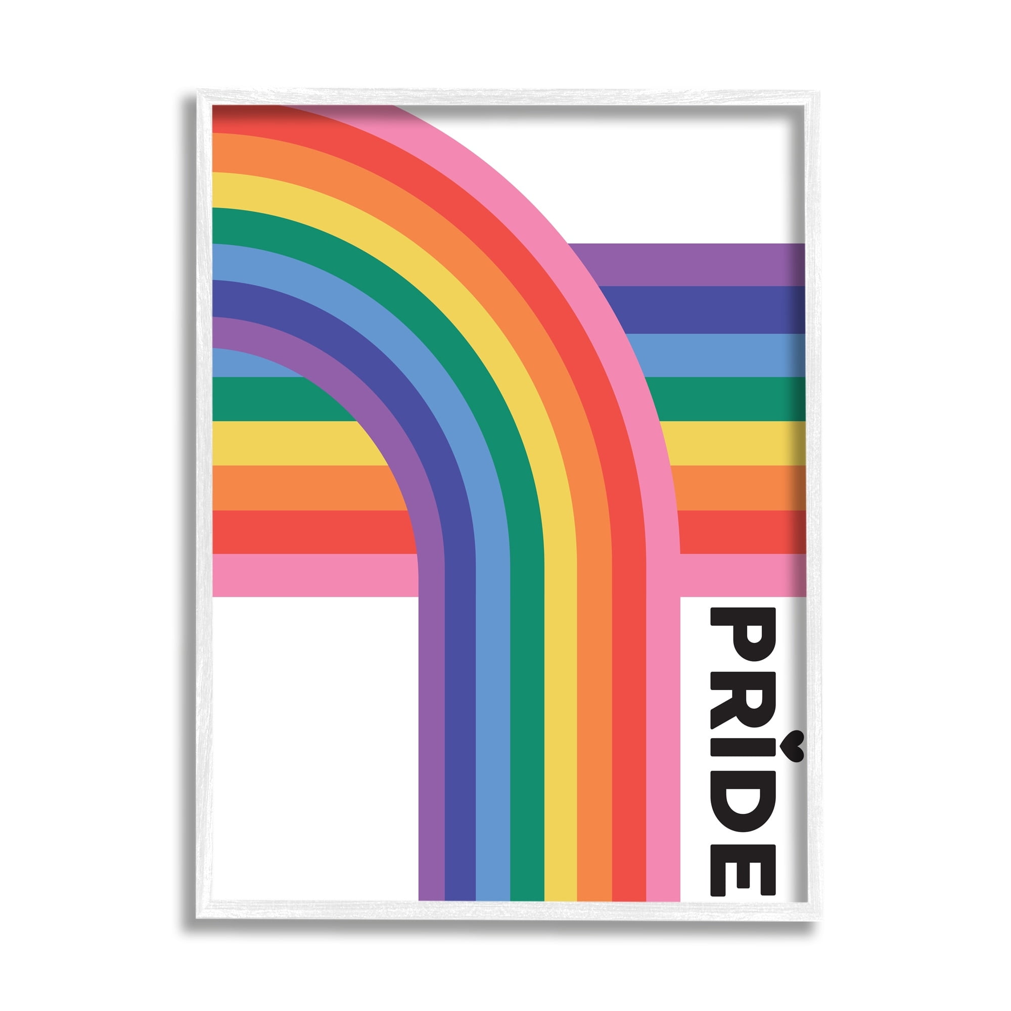 Stupell Industries Pride Rainbow Arch LGBTQ Holiday Painting White Framed Art Print Wall Art