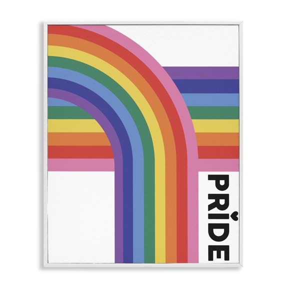 Stupell Industries Contemporary Pride Rainbow Arch LGBTQ White Framed Giclee Art, 24 x 30, by Angela Nickeas