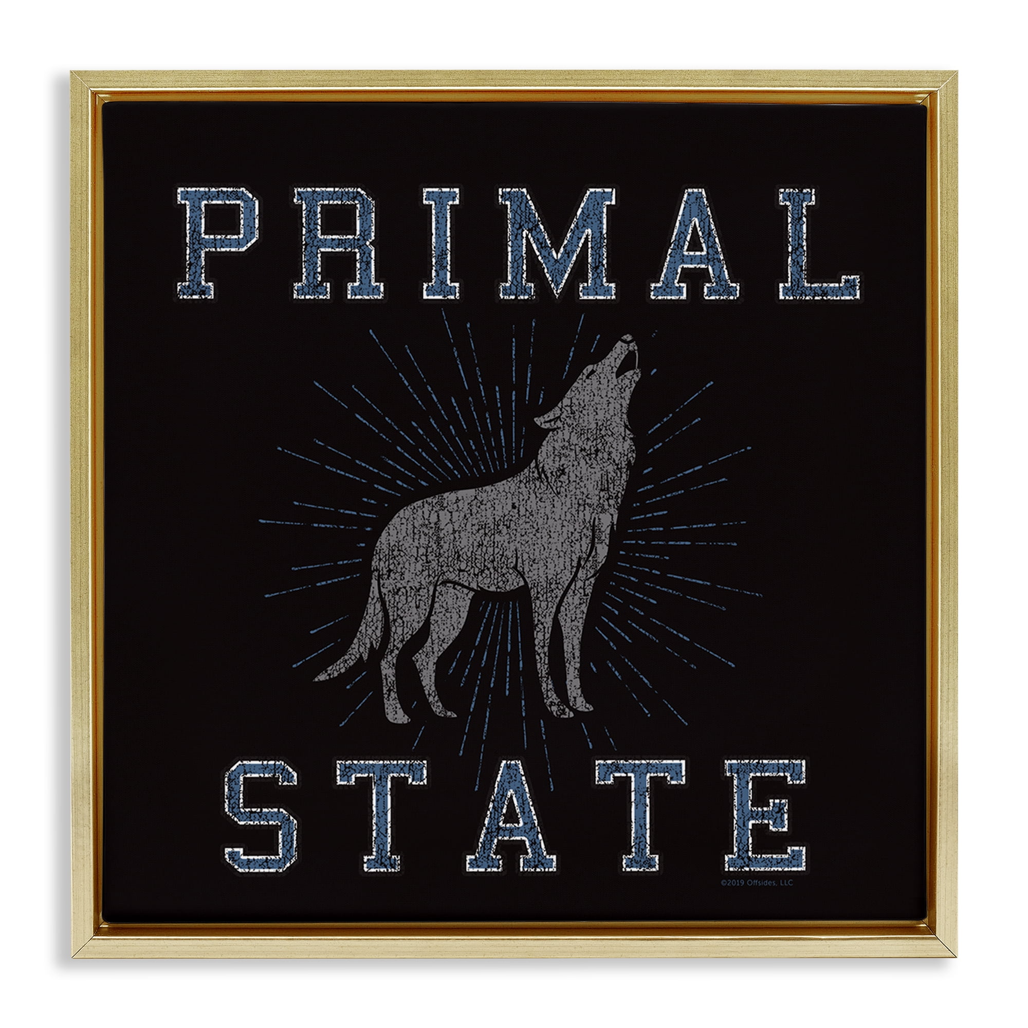 Stupell Industries Primal Wolf State Animals Painting Gold Floater Framed Canvas Art Print Wall Art, 18 x 18