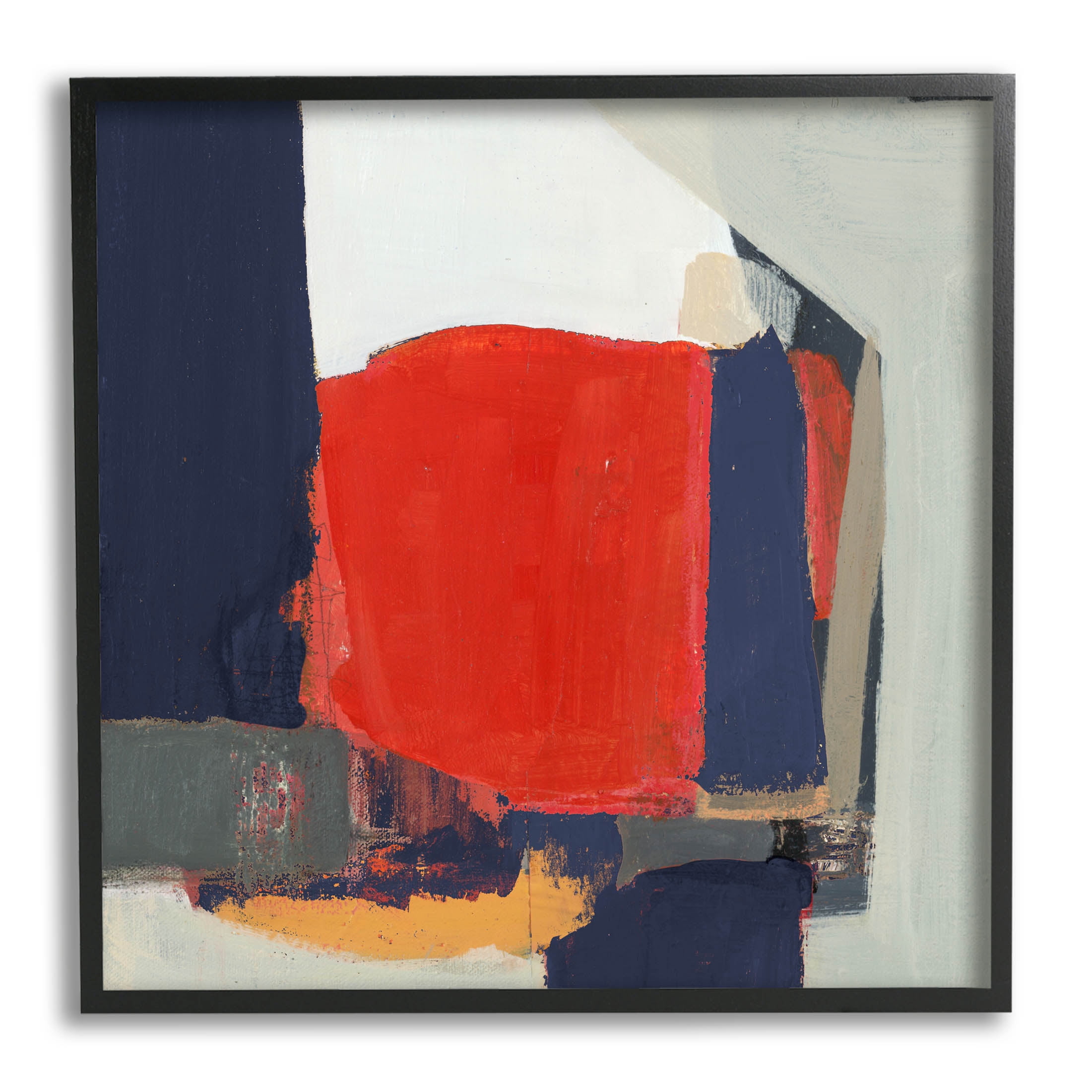 Stupell Industries Primary Blocked Geometric Shapes Painting Black Framed Art Print Wall Art, Design by Terri Burris