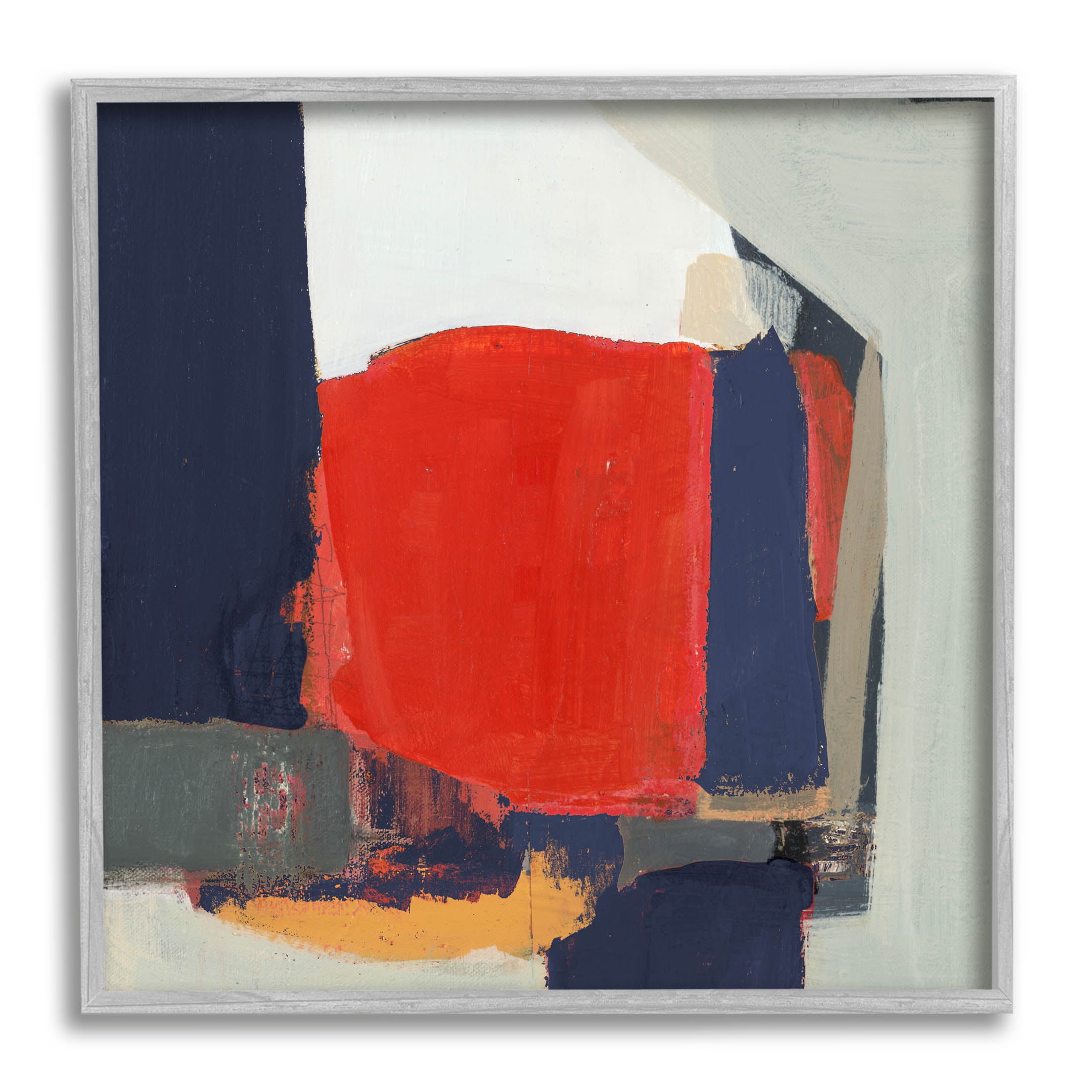 Stupell Industries Primary Blocked Geometric Shapes Painting Gray Framed Art Print Wall Art, Design by Terri Burris