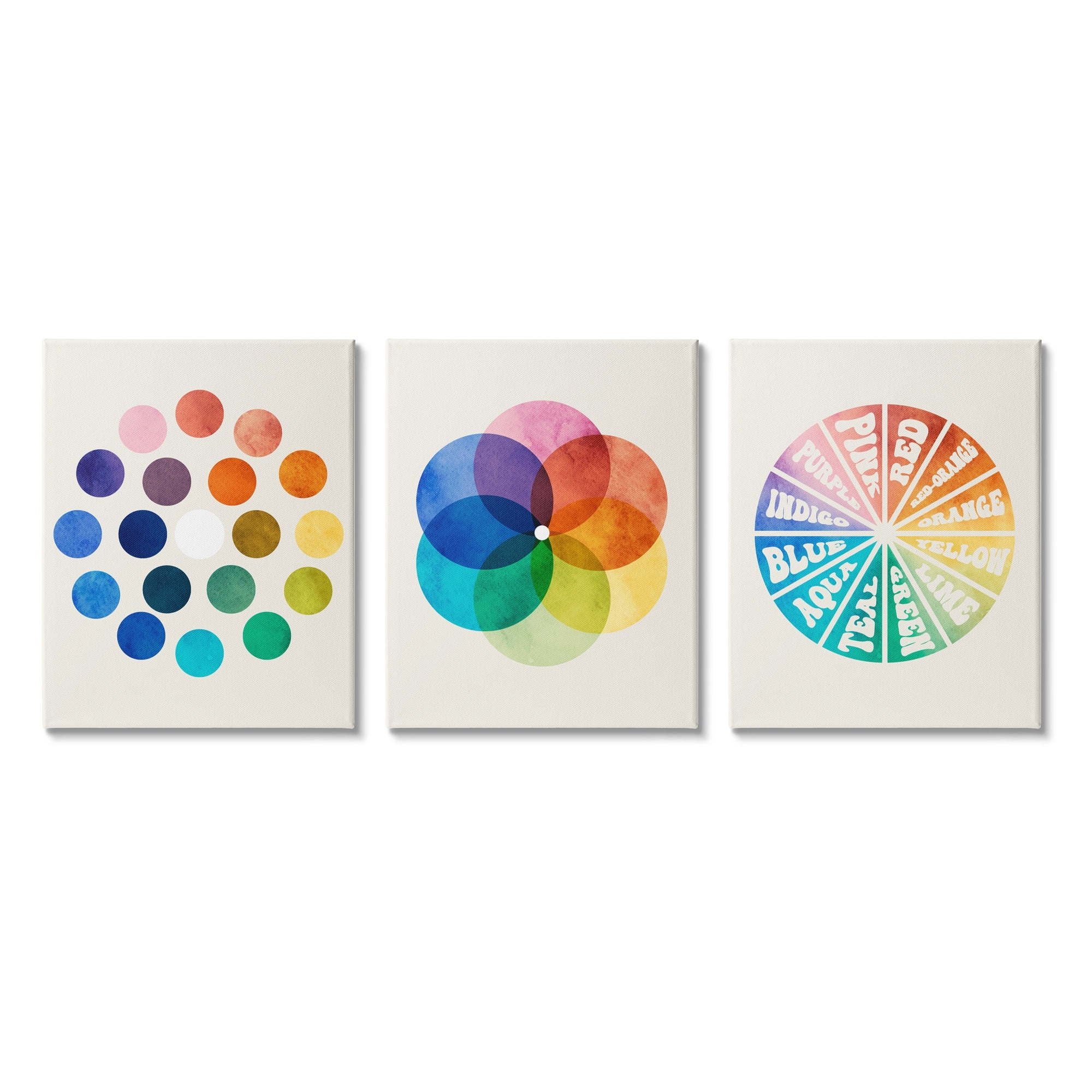Stupell Industries Primary Color Tones Blended Hue Chart Wheel Diagram Kids Painting Gallery-Wrapped Canvas Print Wall Art Set of 3, 16 x 20, Design by Daphne Polselli