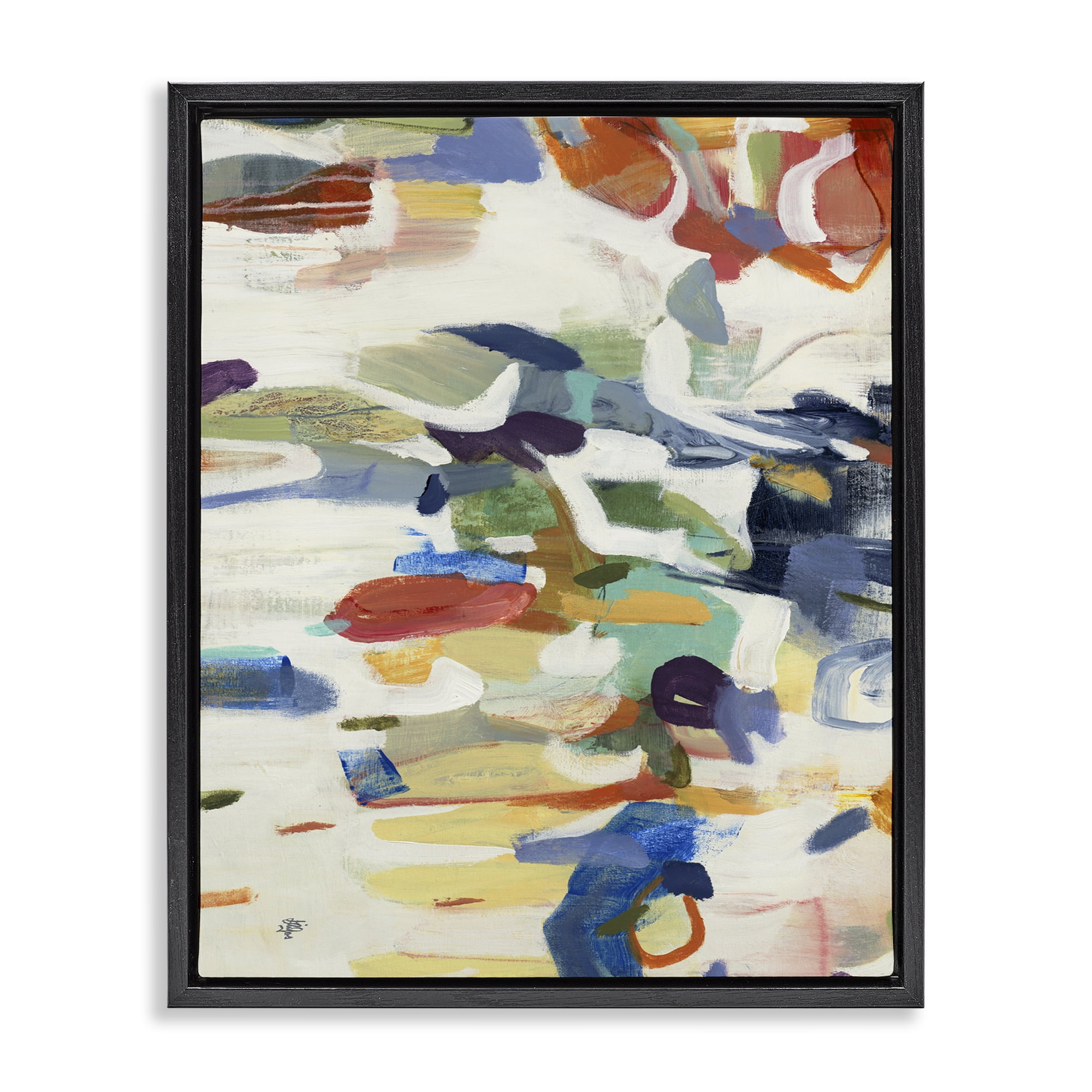 Stupell Industries Primary Hued Abstraction Black Framed Floater Canvas Wall Art, design by Lisa Ridgers