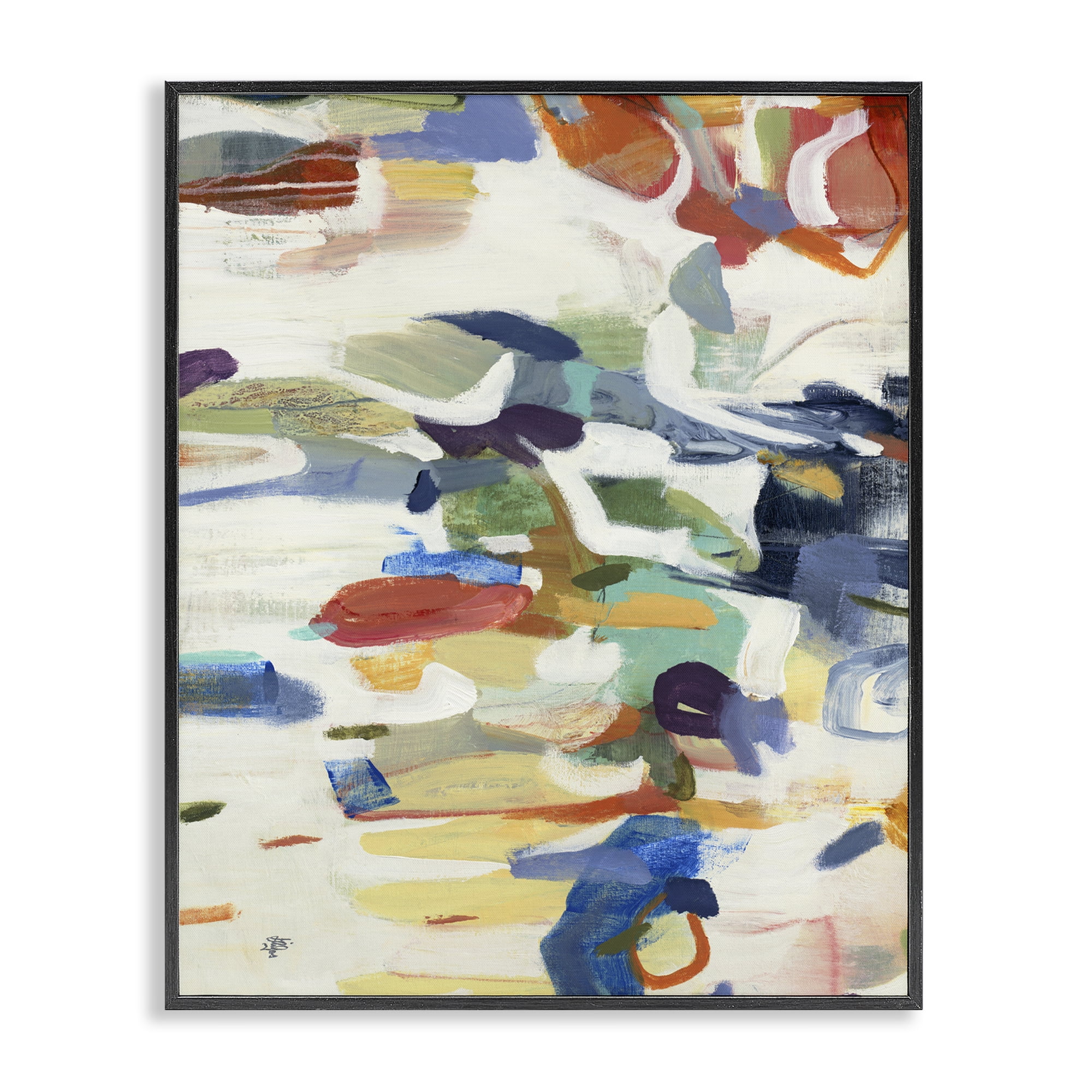 Stupell Industries Primary Hued Abstraction Black Framed Giclee Art, design by Lisa Ridgers