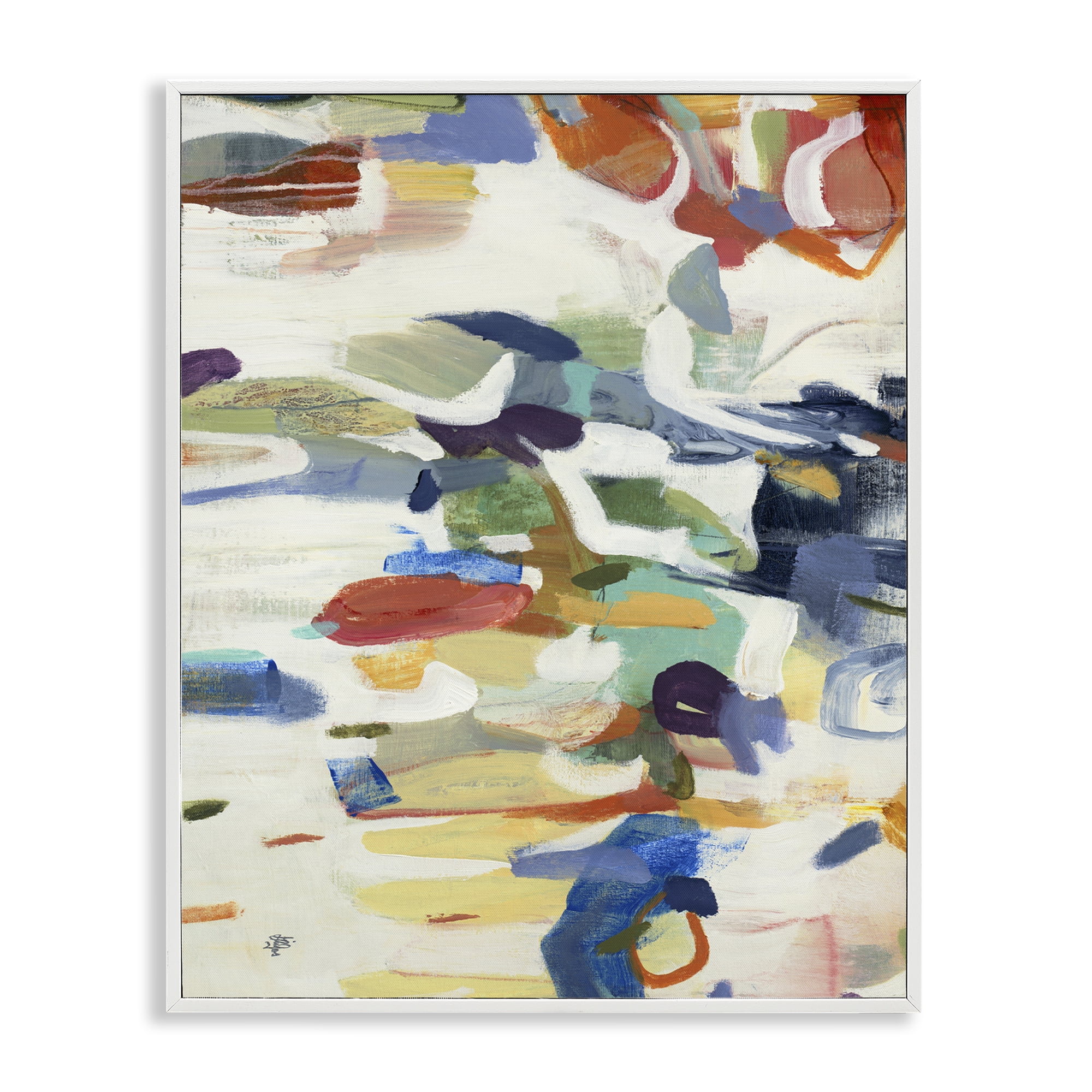Stupell Industries Primary Hued Abstraction White Framed Giclee Art, design by Lisa Ridgers
