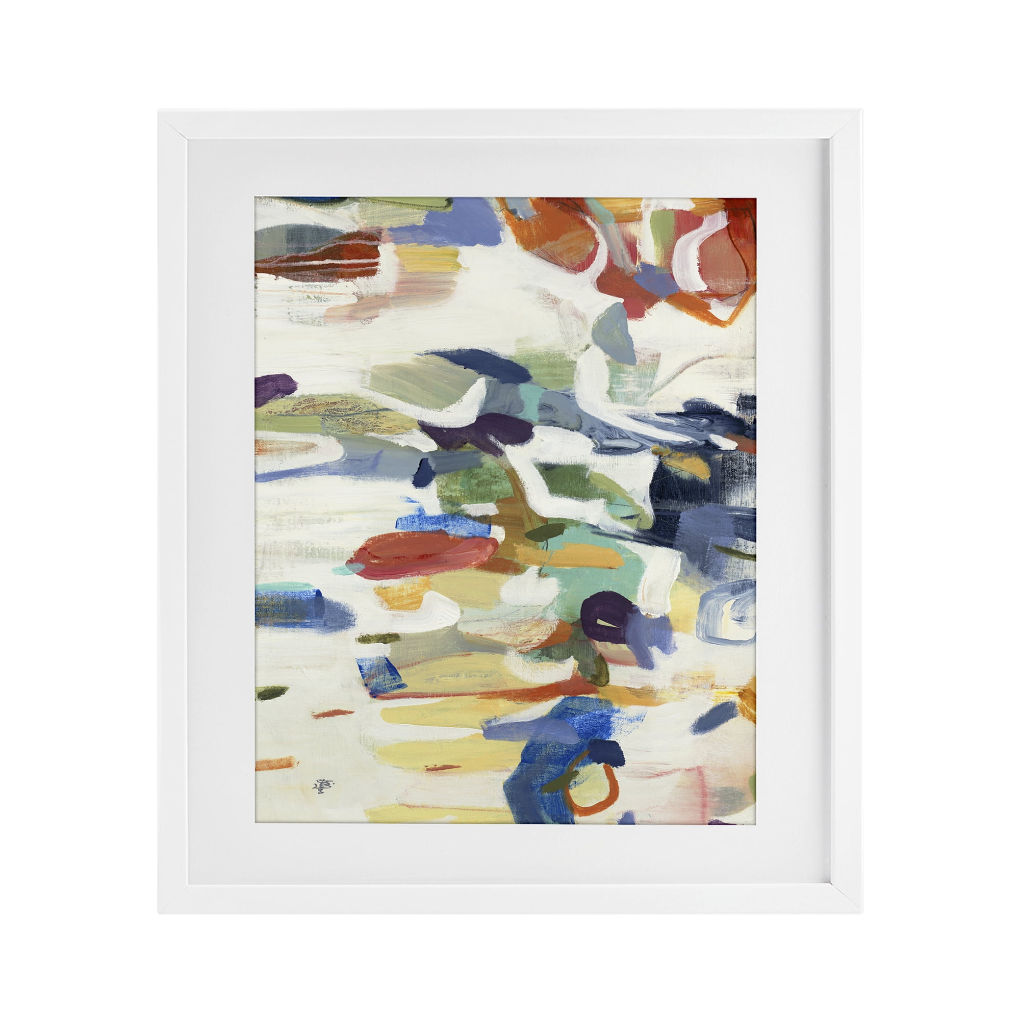 Stupell Industries Primary Hued Abstraction White Framed Print Under Glass, design by Lisa Ridgers