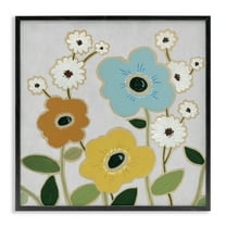 Stupell Industries Primary Hued Blossoms Plants & Flowers Painting Black Framed Art Print Wall Art, 12 x 12