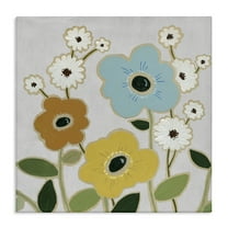 Stupell Industries Primary Hued Blossoms Plants & Flowers Painting Wrapped Canvas Art Print Wall Art, 17 x 17