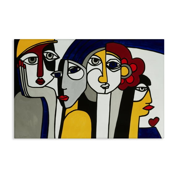 Stupell Industries Primary Hues Faces Portrait Portrait Painting Wrapped Canvas Canvas Art Print Wall Art, 24 x 16