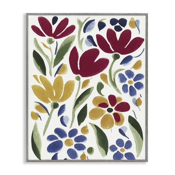 Stupell Industries Primary Petals Flowers Gray Framed Giclee Art design by Annabelle Hall, 20 x 16