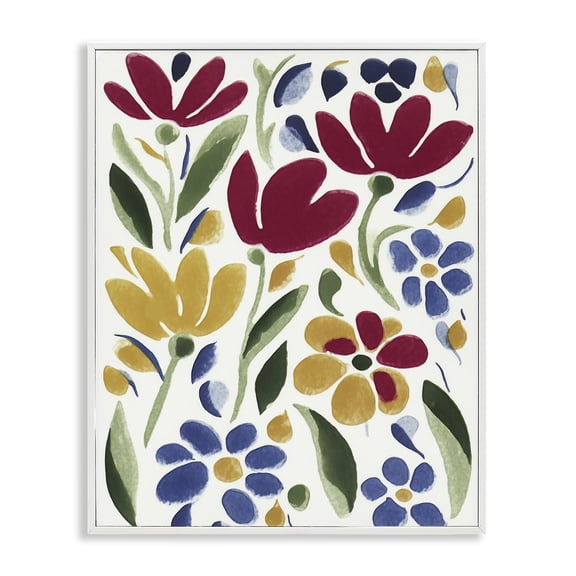 Stupell Industries Primary Petals Flowers White Framed Giclee Art design by Annabelle Hall, 30 x 24