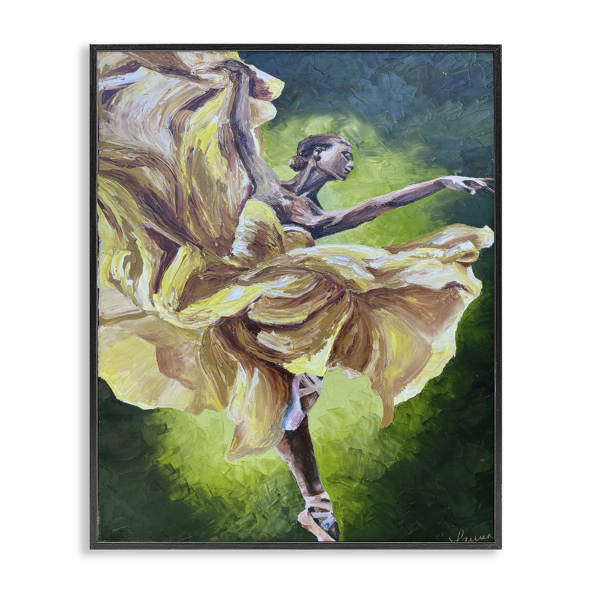 Stupell Industries Primavera Ballet Dancer Black Framed Giclee Art, design by Lauren Luna