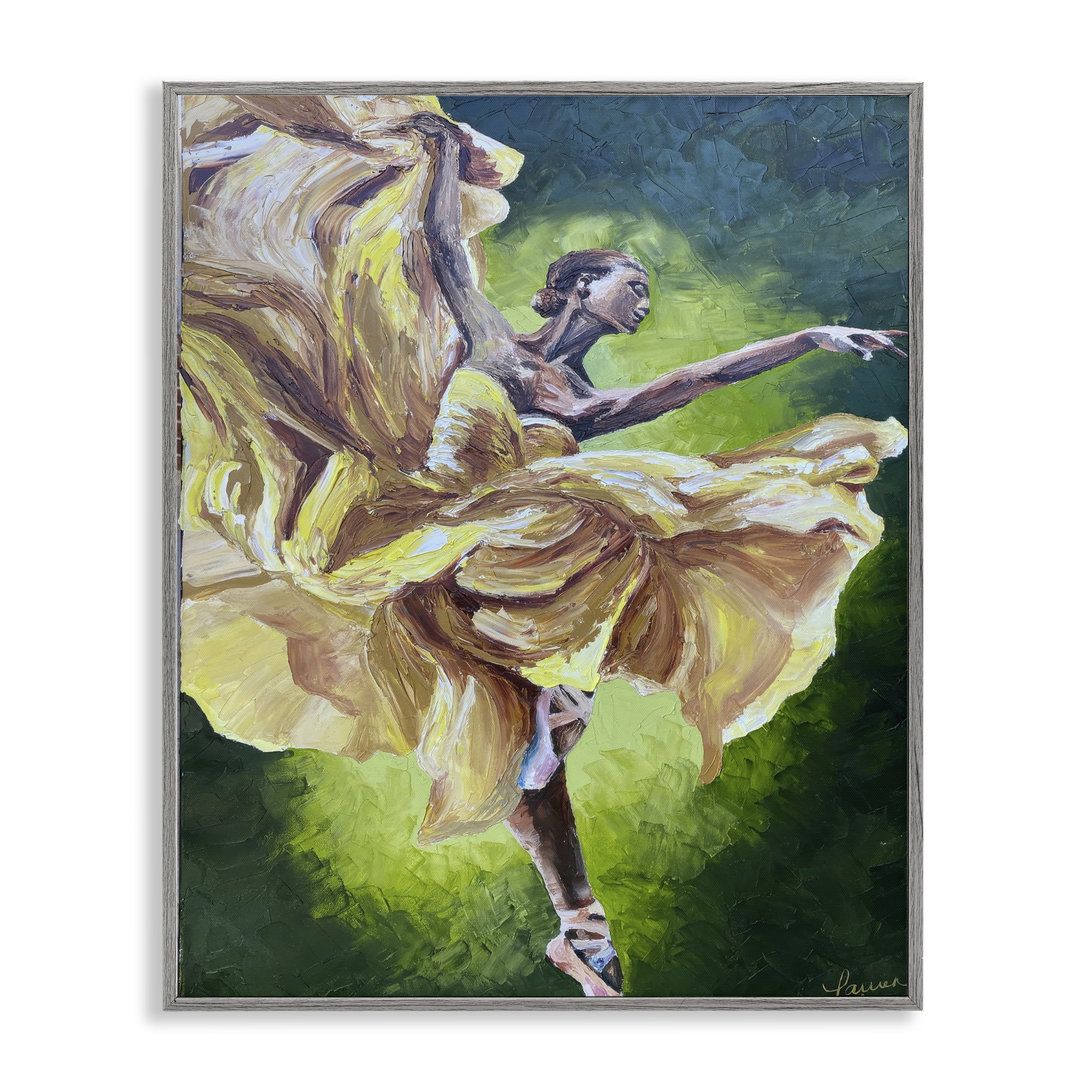 Stupell Industries Primavera Ballet Dancer Gray Framed Giclee Art, design by Lauren Luna