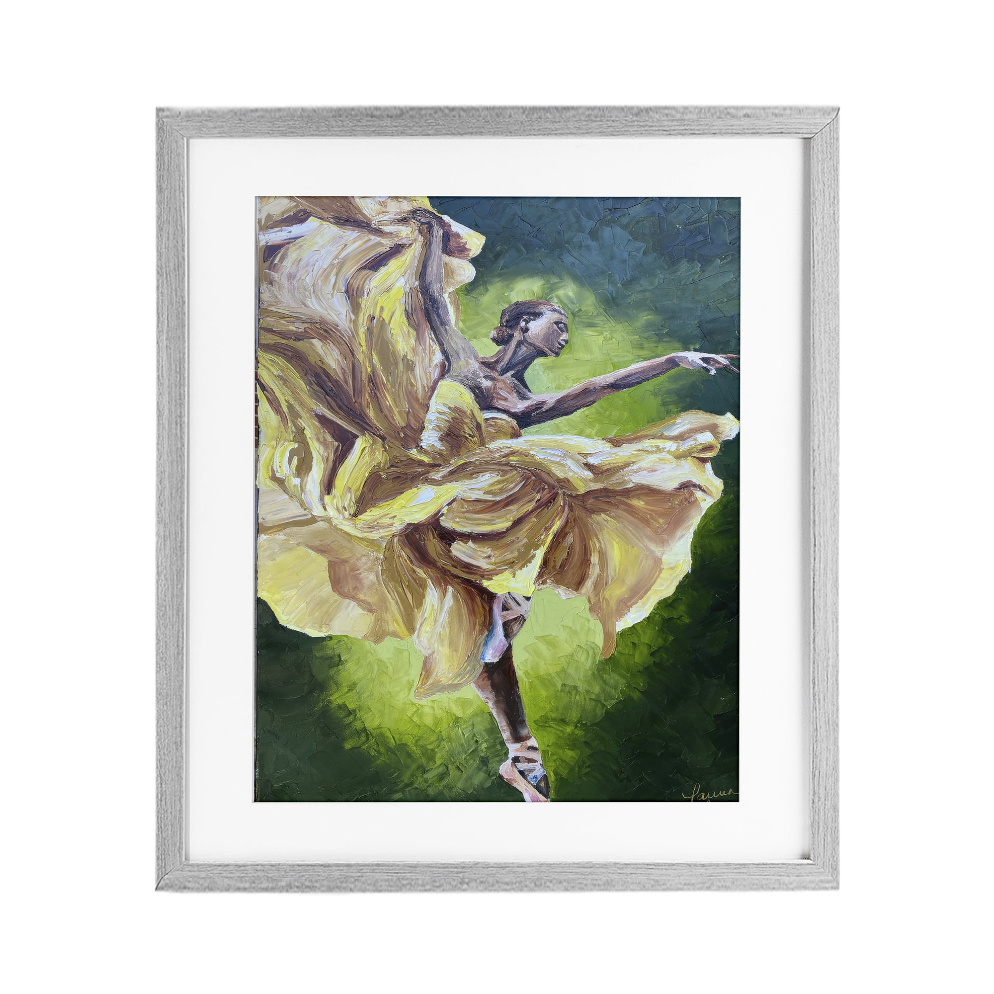 Stupell Industries Primavera Ballet Dancer Gray Framed Print Under Glass, design by Lauren Luna