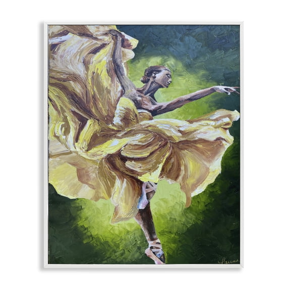 Stupell Industries Art Deco Primavera Ballet Dancer White Framed Giclee Art, 11 x 14, by Lauren Luna