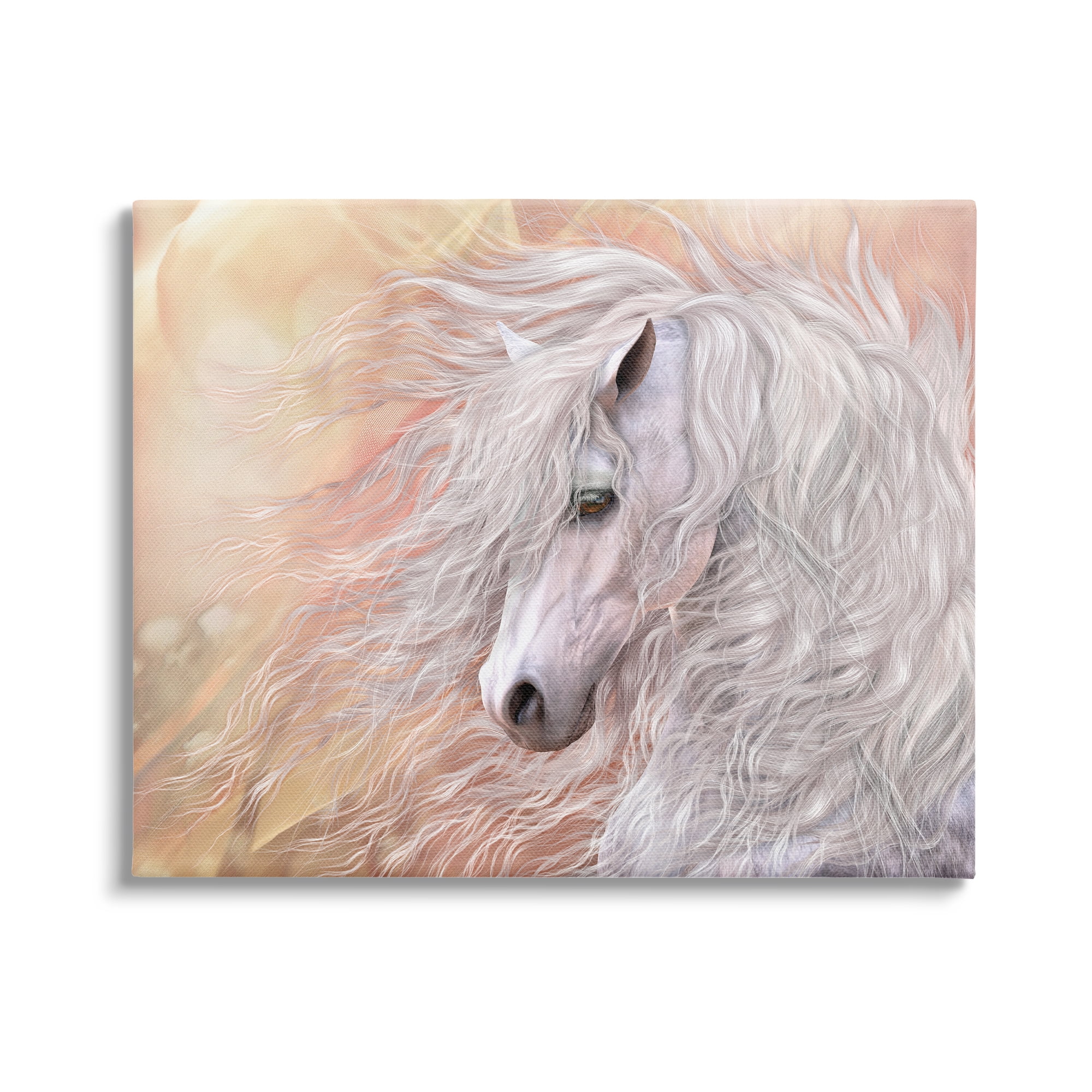 Stupell Industries Primavera White Horse Animals & Insects Painting Gallery Wrapped Canvas Art Print Wall Art, 20 x 16